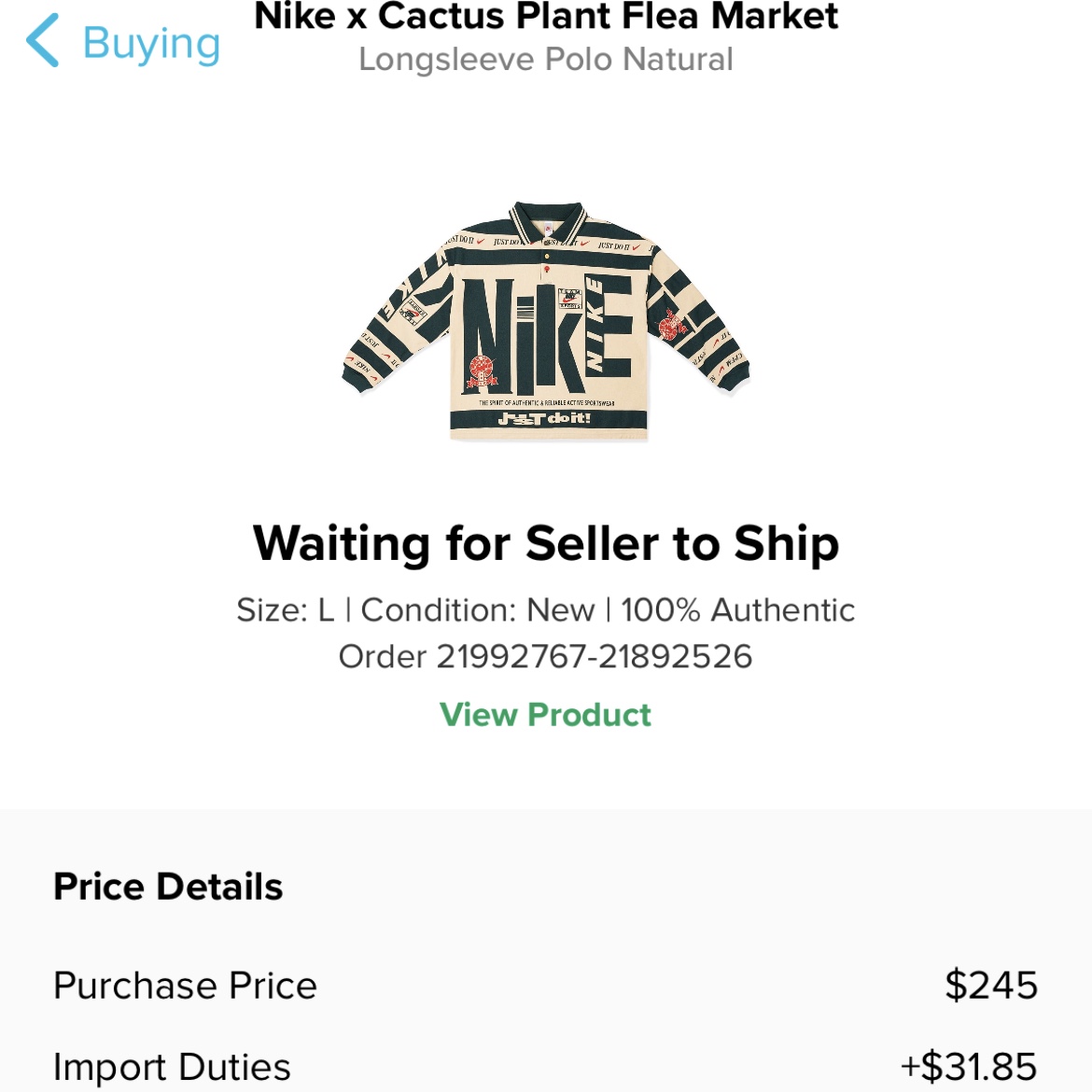 Nike x Cactus Plant Flea Market Long Sleeve Polo Natural - US/EU 착용 스타일