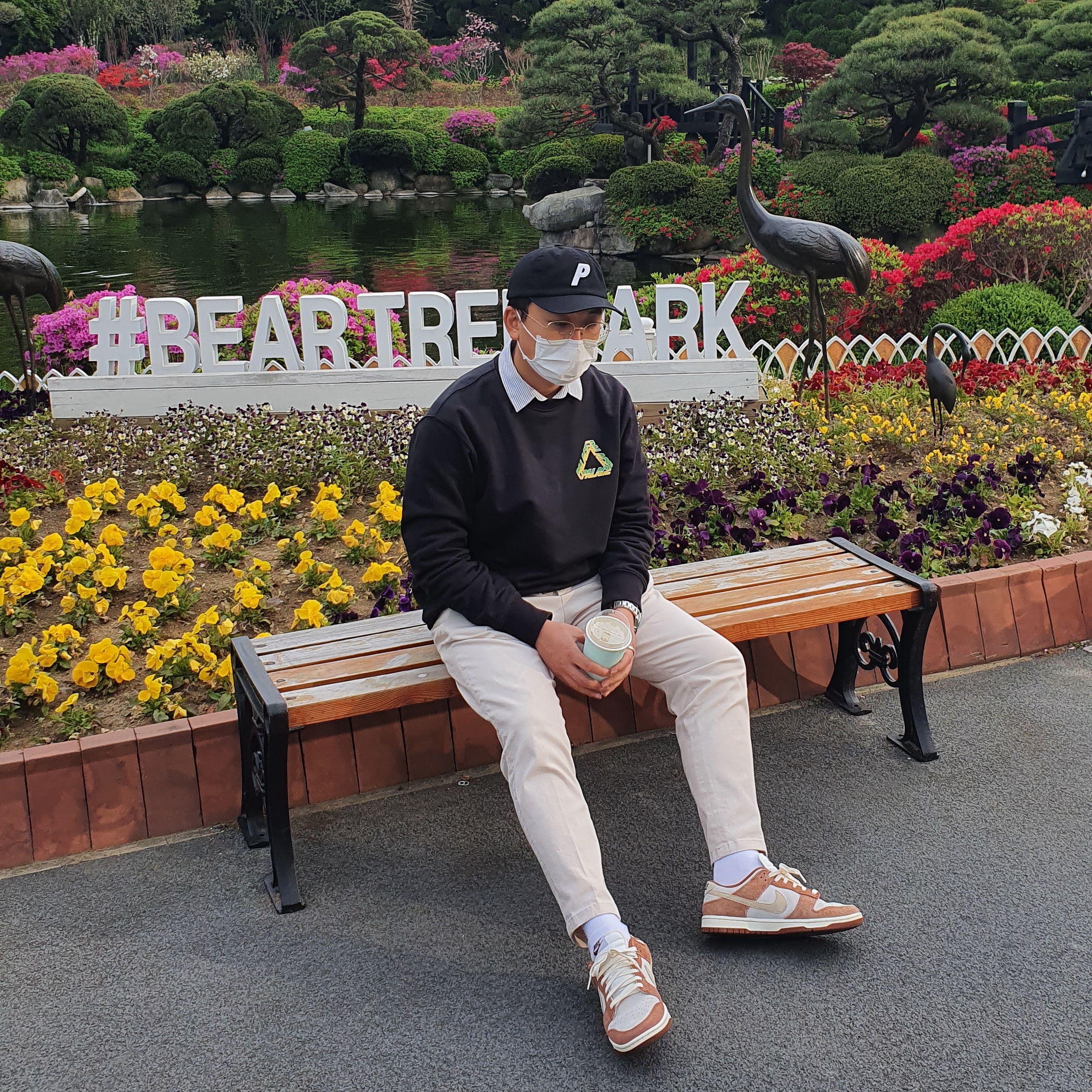 Palace P 6-Panel Black, Palace Split P3 Crew Black - 19FW 착용 스타일