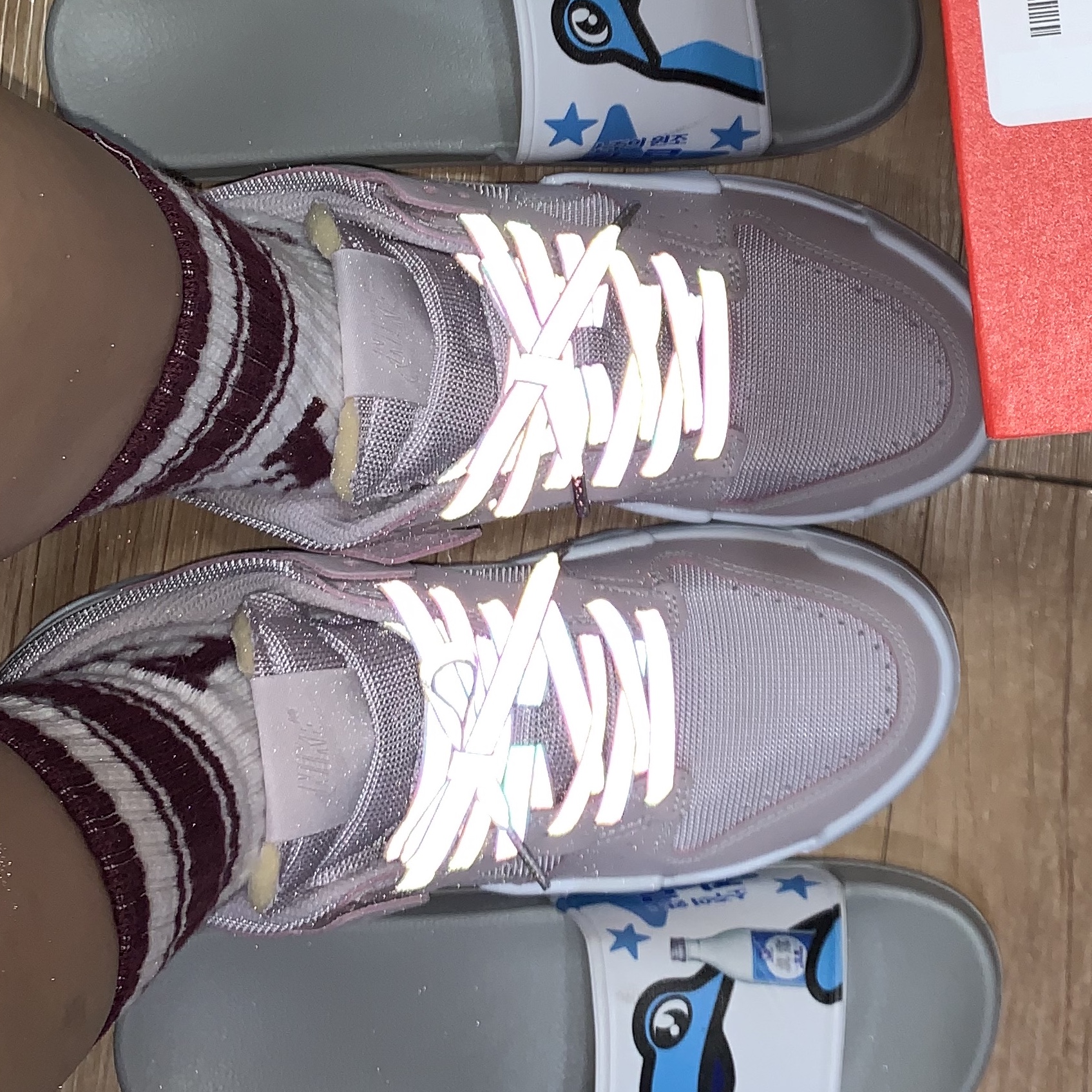 (W) Nike Dunk Low Disrupt Desert Sand, (W) Nike Dunk Low Disrupt Black White 착용 스타일 - 2