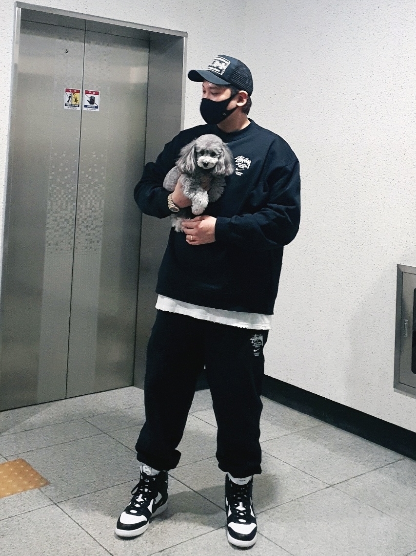 Nike x Stussy NRG ZR Fleece Crewneck Black - US/EU, Nike x Stussy NRG ZR Fleece Pants Black - US/EU 착용 스타일 - 4