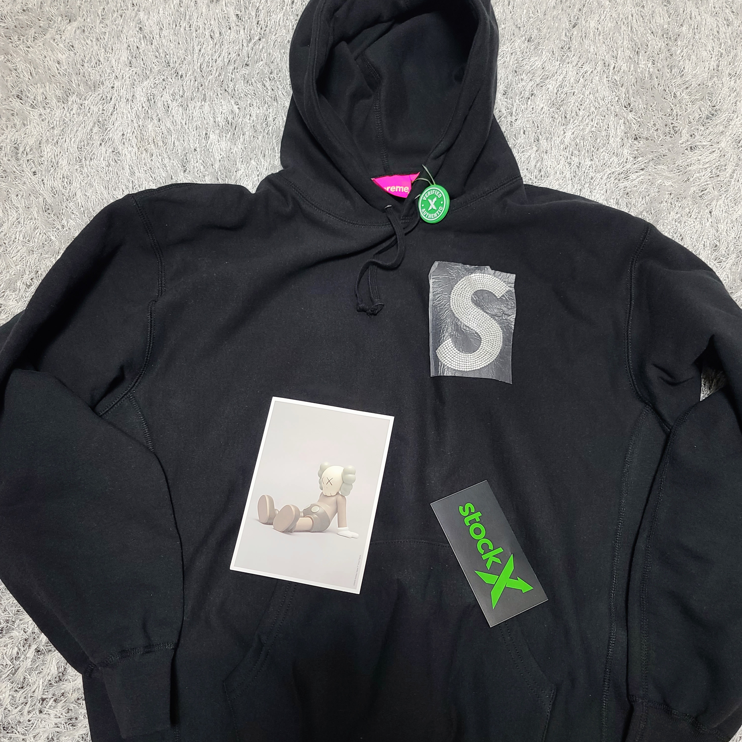 Supreme Swarovski S Logo Hooded Sweatshirt Black - 21SS 착용 스타일