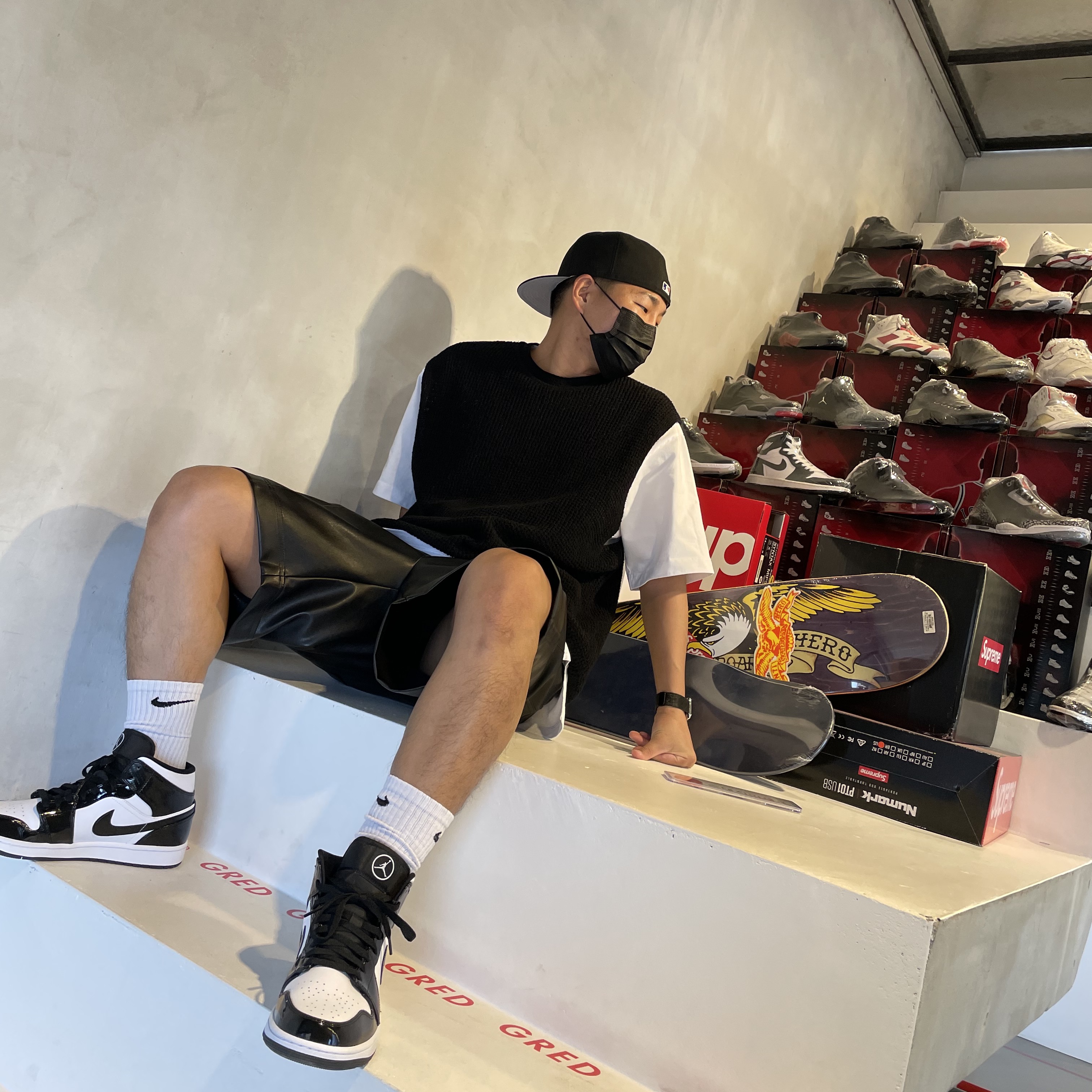 Jordan 1 Mid SE ASW Black 착용 스타일 - 1