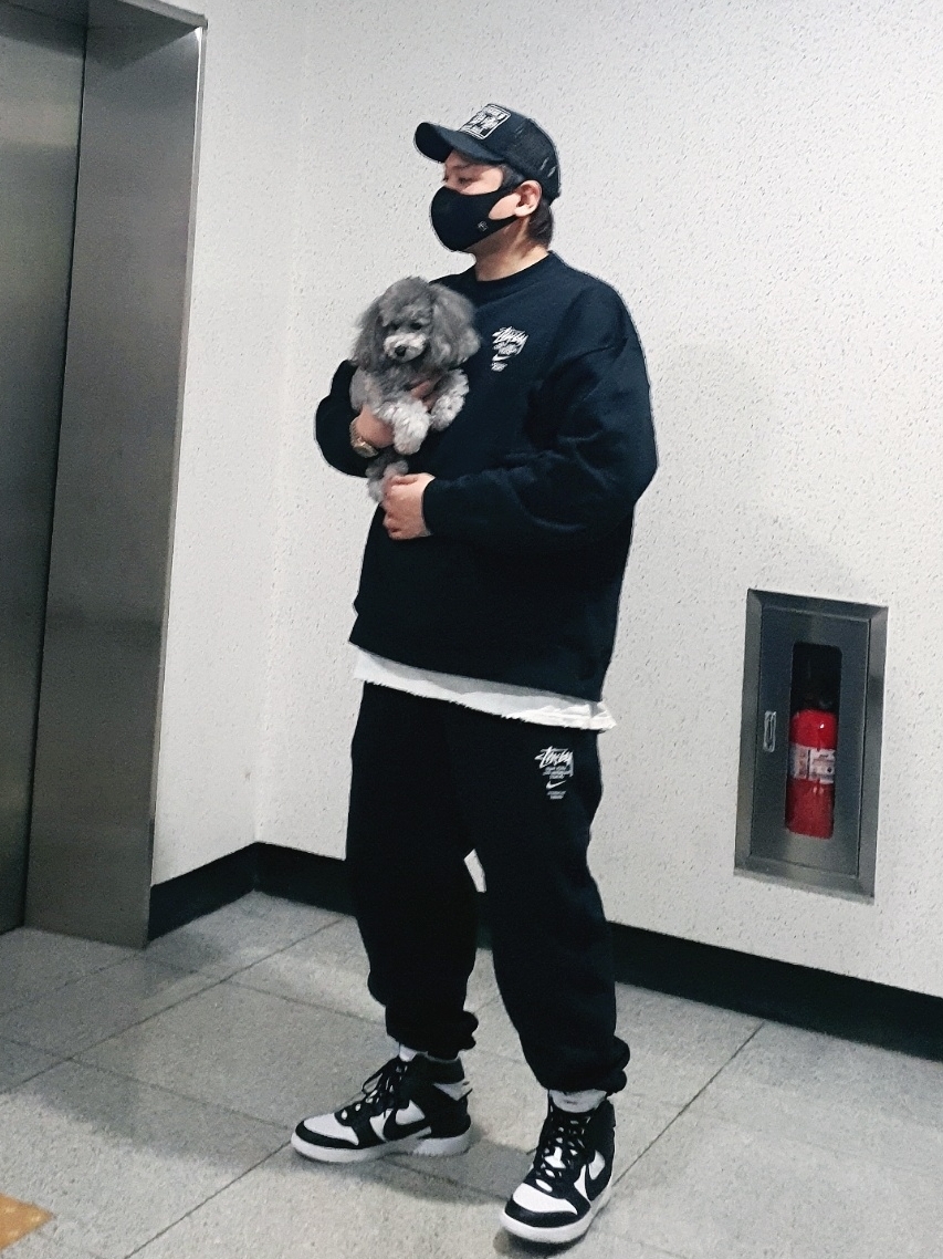 Nike x Stussy NRG ZR Fleece Crewneck Black - US/EU, Nike x Stussy NRG ZR Fleece Pants Black - US/EU 착용 스타일 - 1