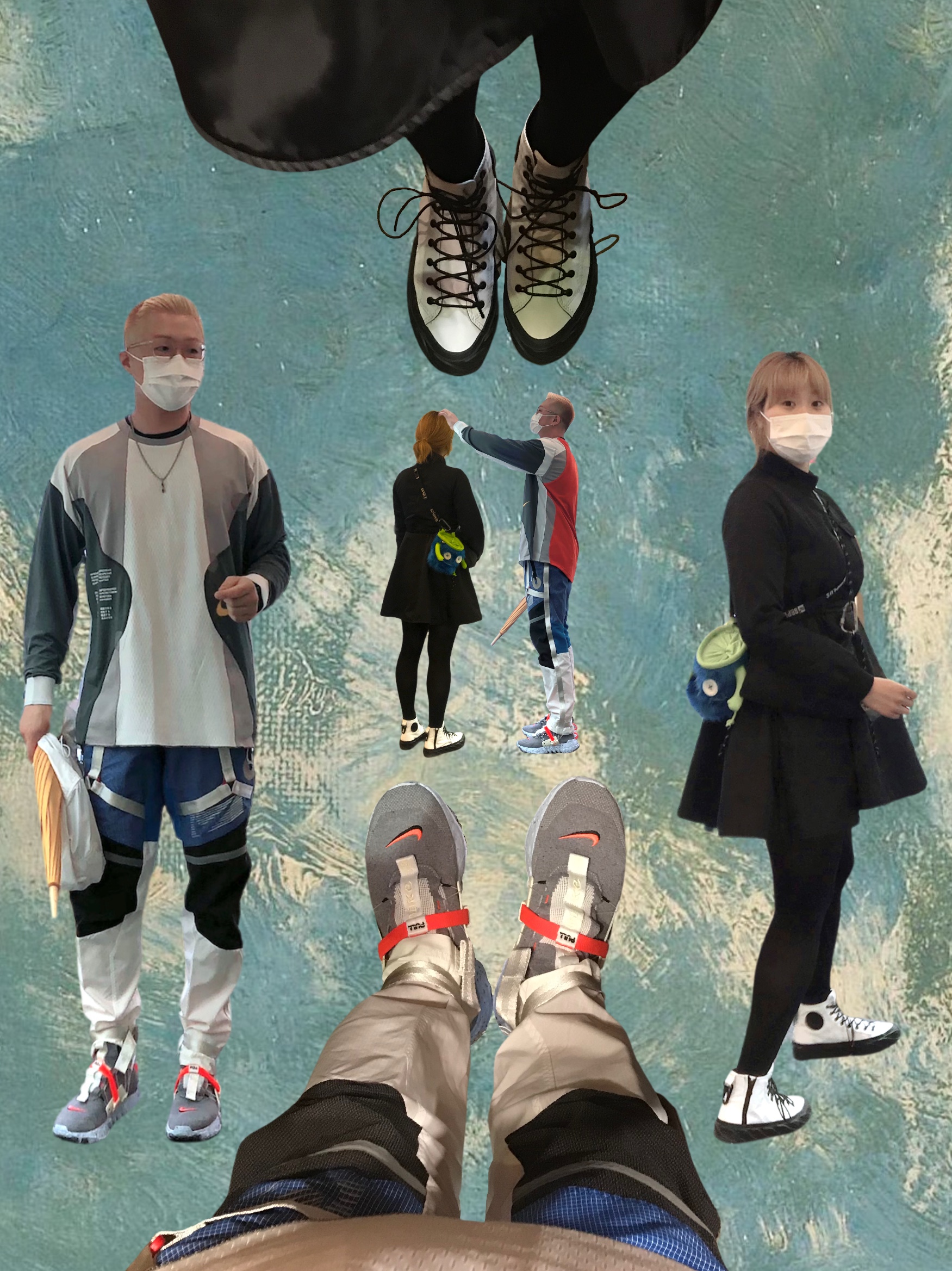 Nike Space Hippie 03 Vast Grey Hyper Crimson, Nike NRG ISPA Dri-Fit LS Top Dark Grey 착용 스타일