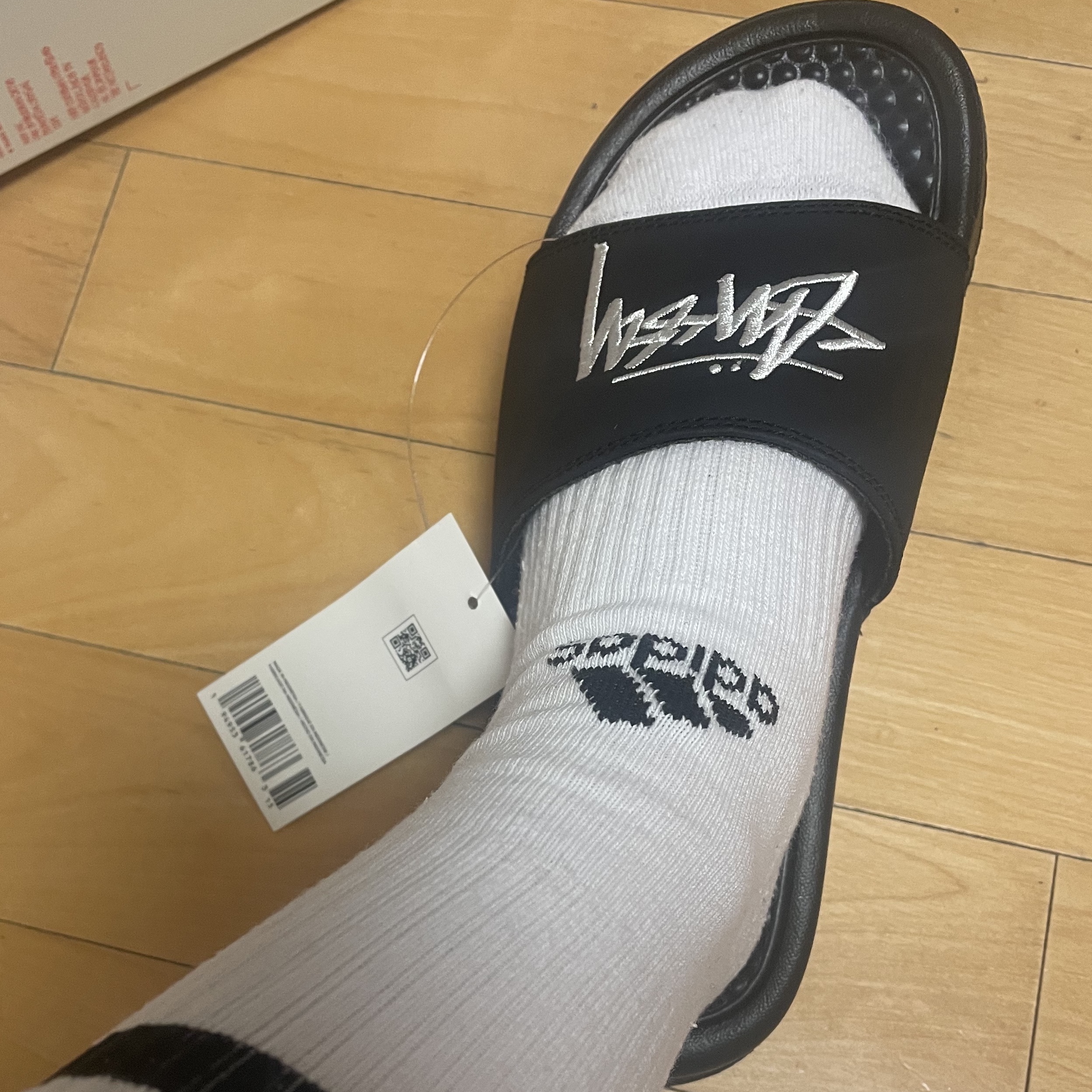 Nike x Stussy Benassi Slide Black 착용 스타일