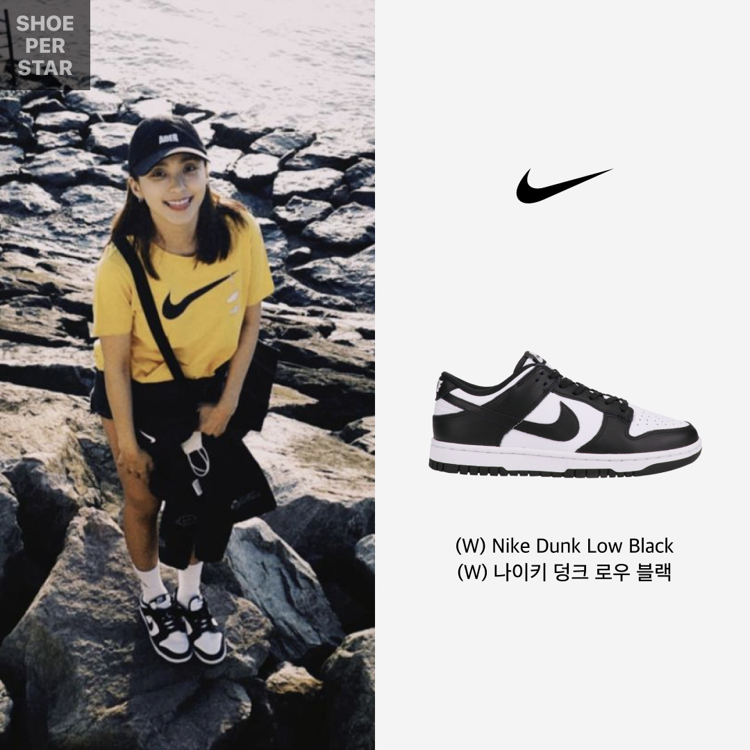 (W) Nike Dunk Low Black, Nike Dunk Low Retro Black 착용 스타일 - 1