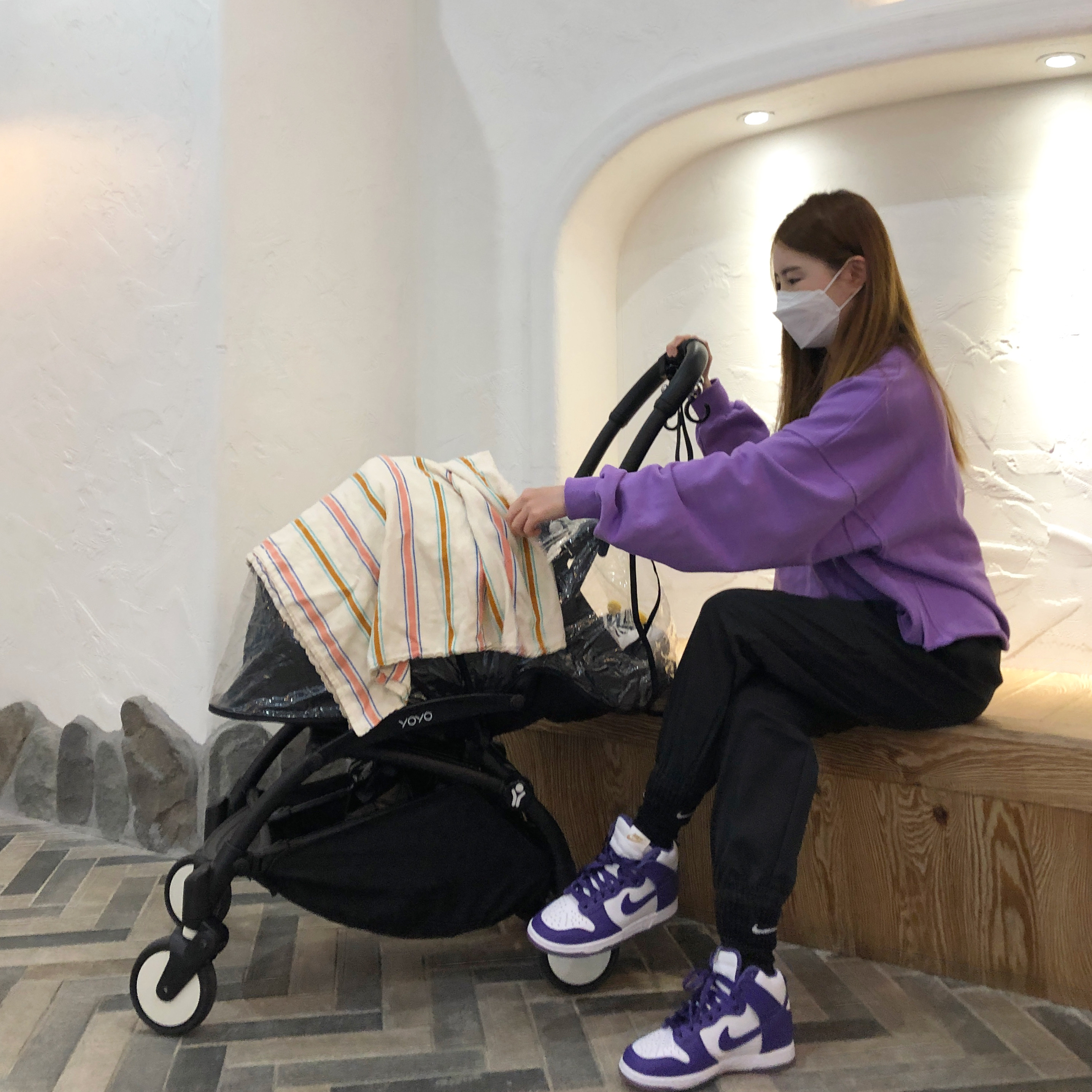 (W) Nike Dunk High SP Varsity Purple 착용 스타일