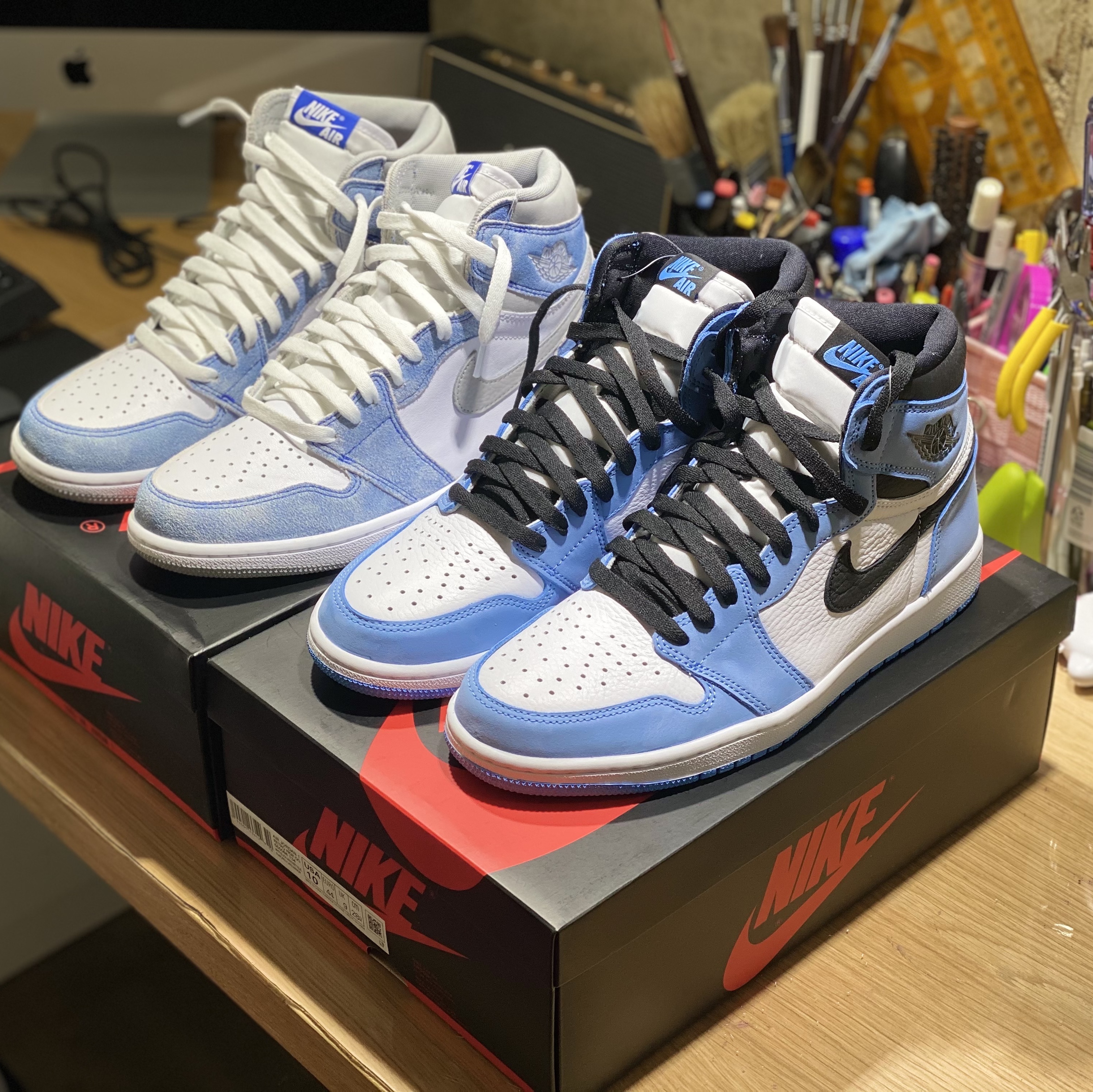 Jordan 1 Retro High OG University Blue, Jordan 1 Retro High OG Hyper Royal 착용 스타일