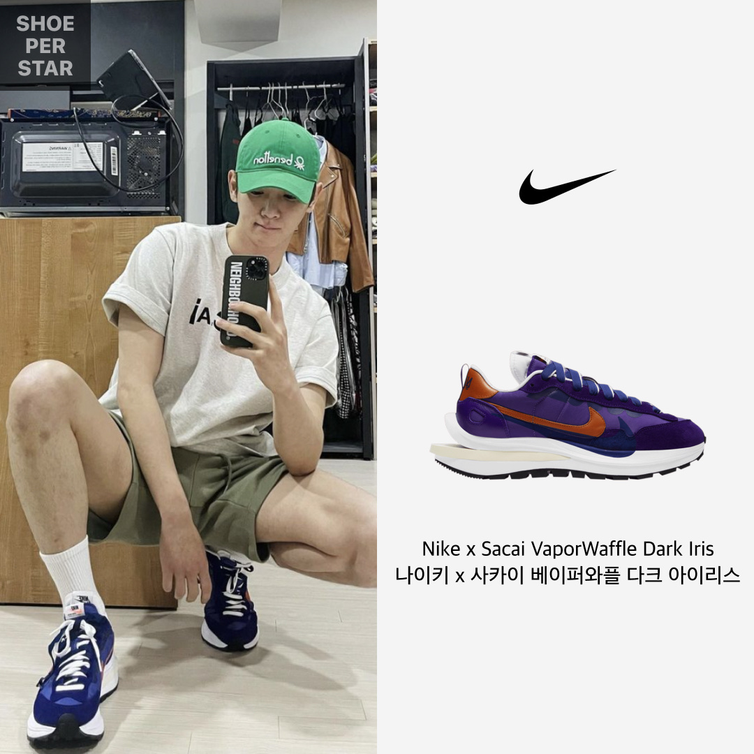 Nike x Sacai VaporWaffle Dark Iris 착용 스타일 - 1
