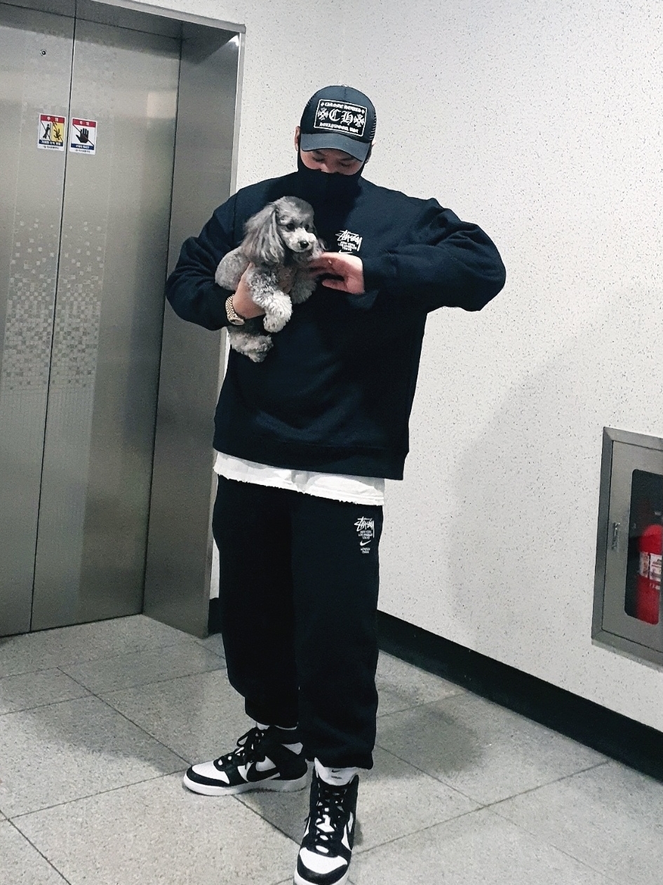 Nike x Stussy NRG ZR Fleece Crewneck Black - US/EU, Nike x Stussy NRG ZR Fleece Pants Black - US/EU 착용 스타일 - 3