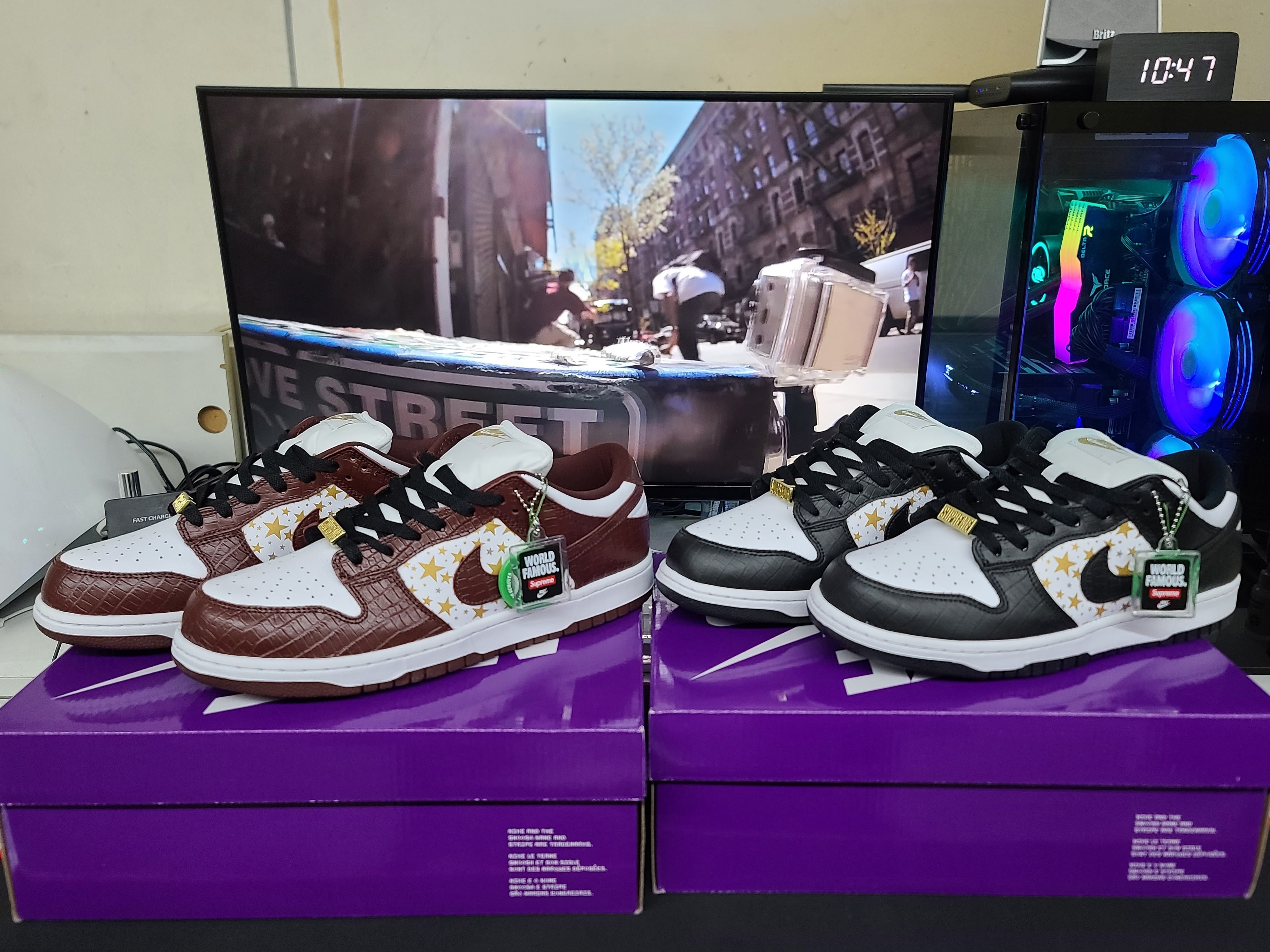 Nike x Supreme SB Dunk Low Black, Nike x Supreme SB Dunk Low Barkroot Brown 착용 스타일