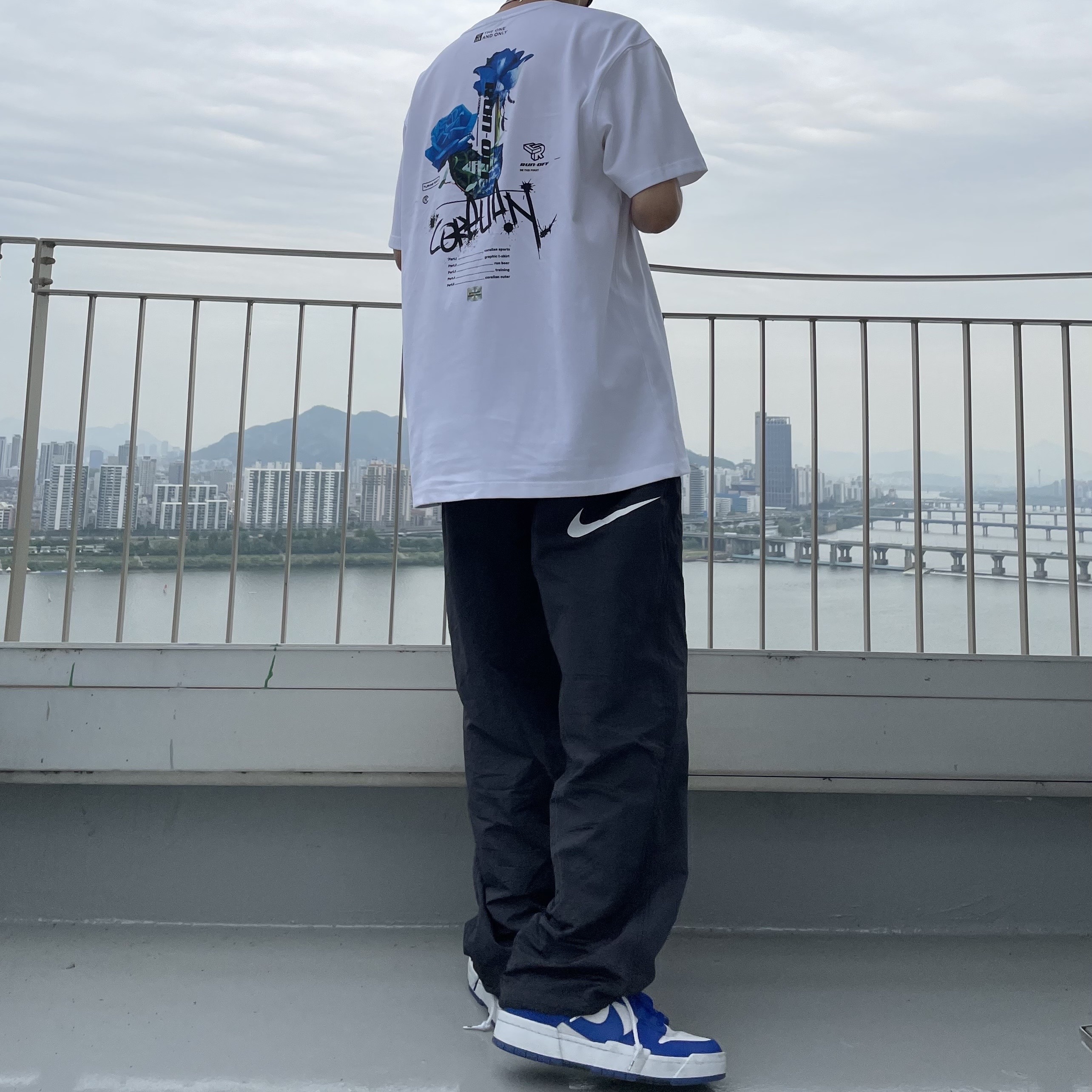 (W) Nike Dunk Low Disrupt Game Royal, Nike x Stussy Beach Pants Off Noir 착용 스타일 - 2