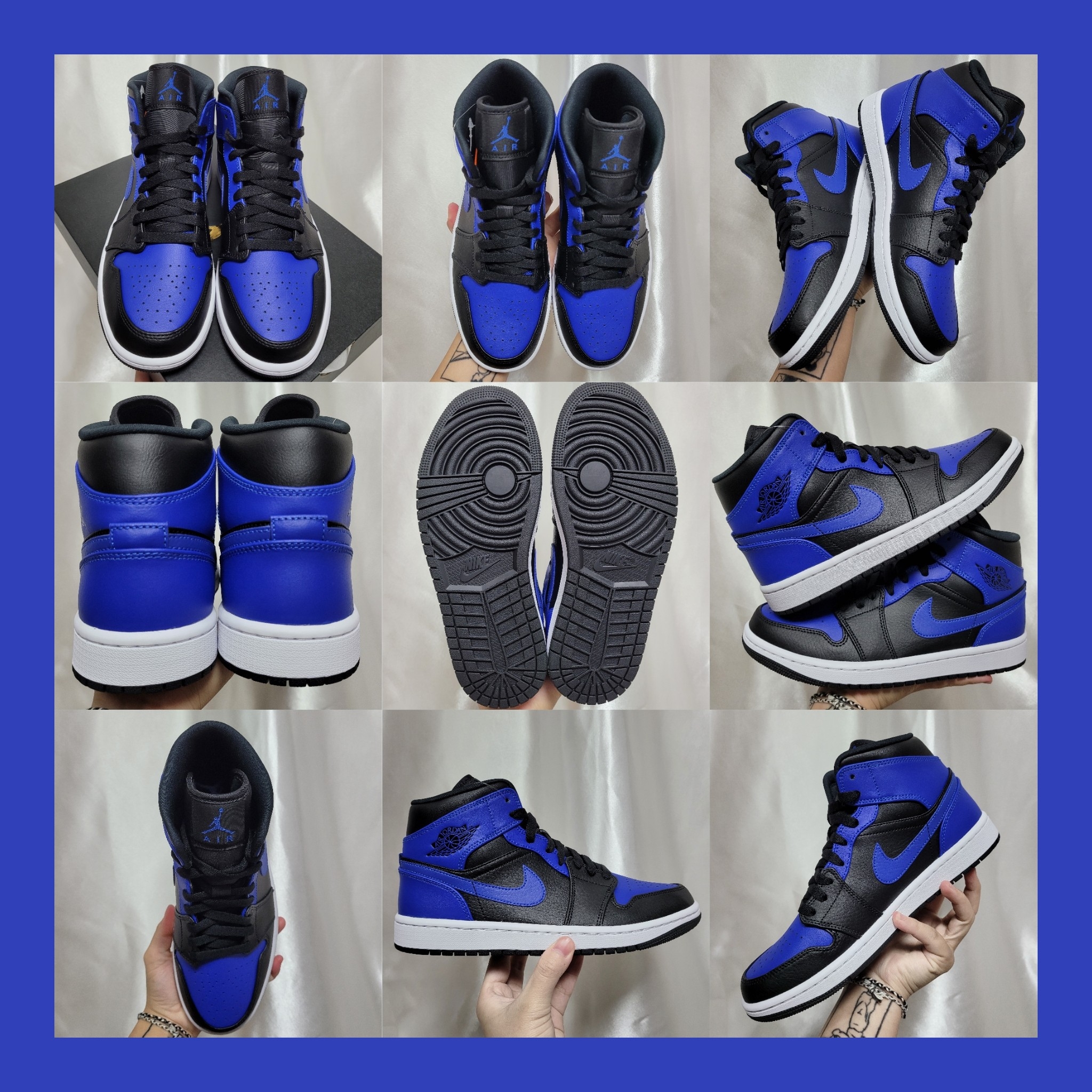 Jordan 1 Mid Black Hyper Royal 착용 스타일