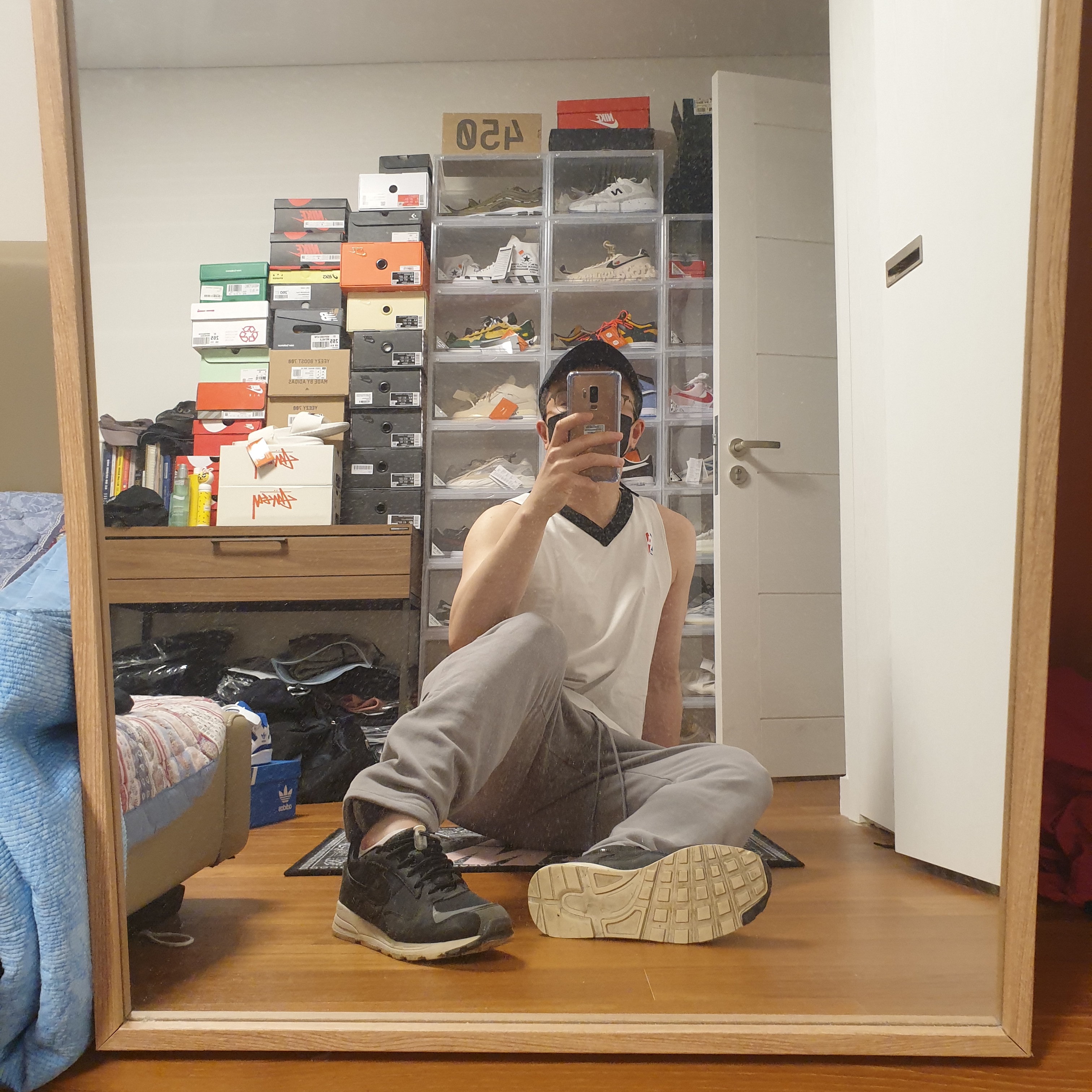 Nike x Fear of God Air Skylon 2 Black Sail, Nike x Fear of God Warm Up Pants Dust 착용 스타일 - 4