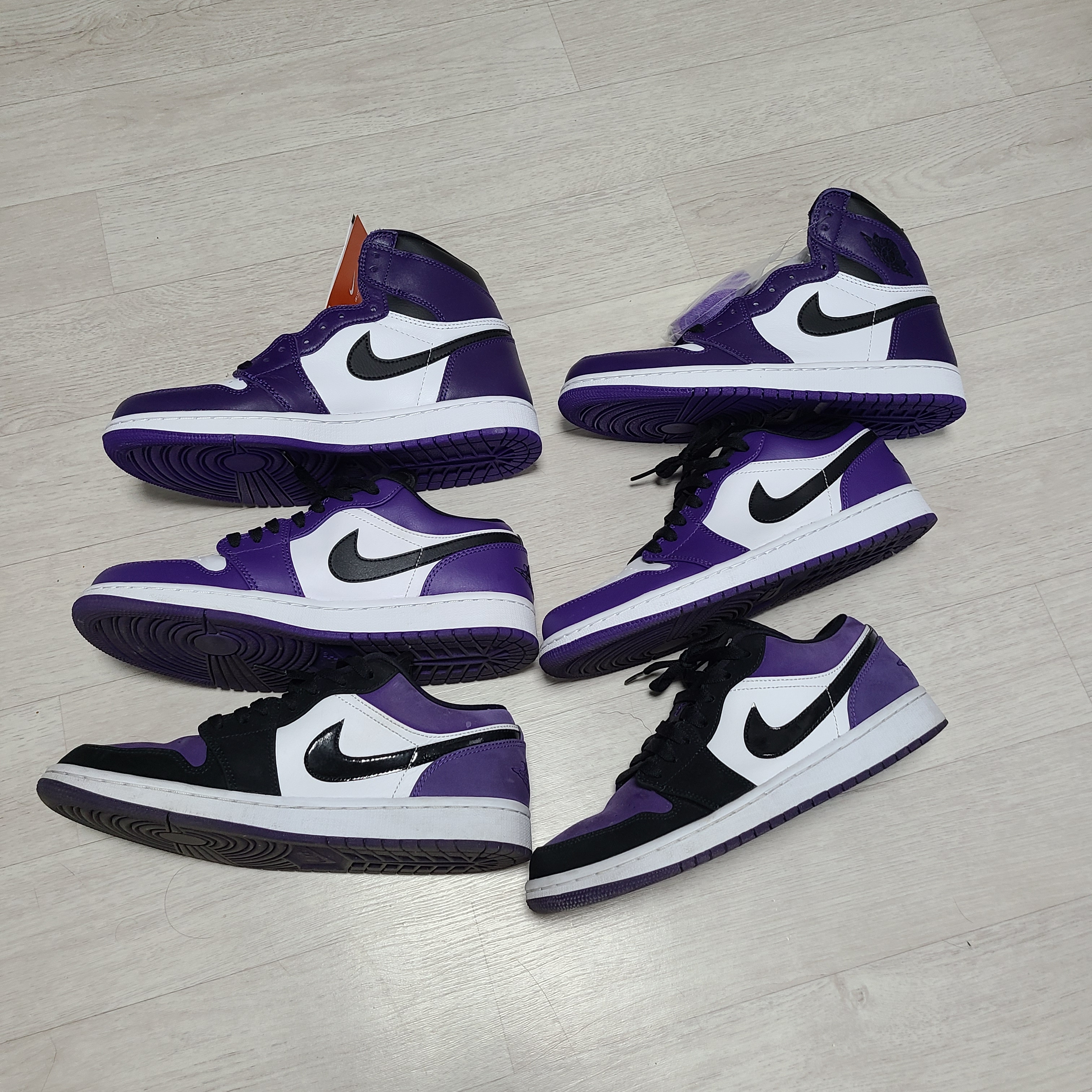 Jordan 1 Retro High OG Court Purple 2020, Jordan 1 Low Court Purple 2020 착용 스타일