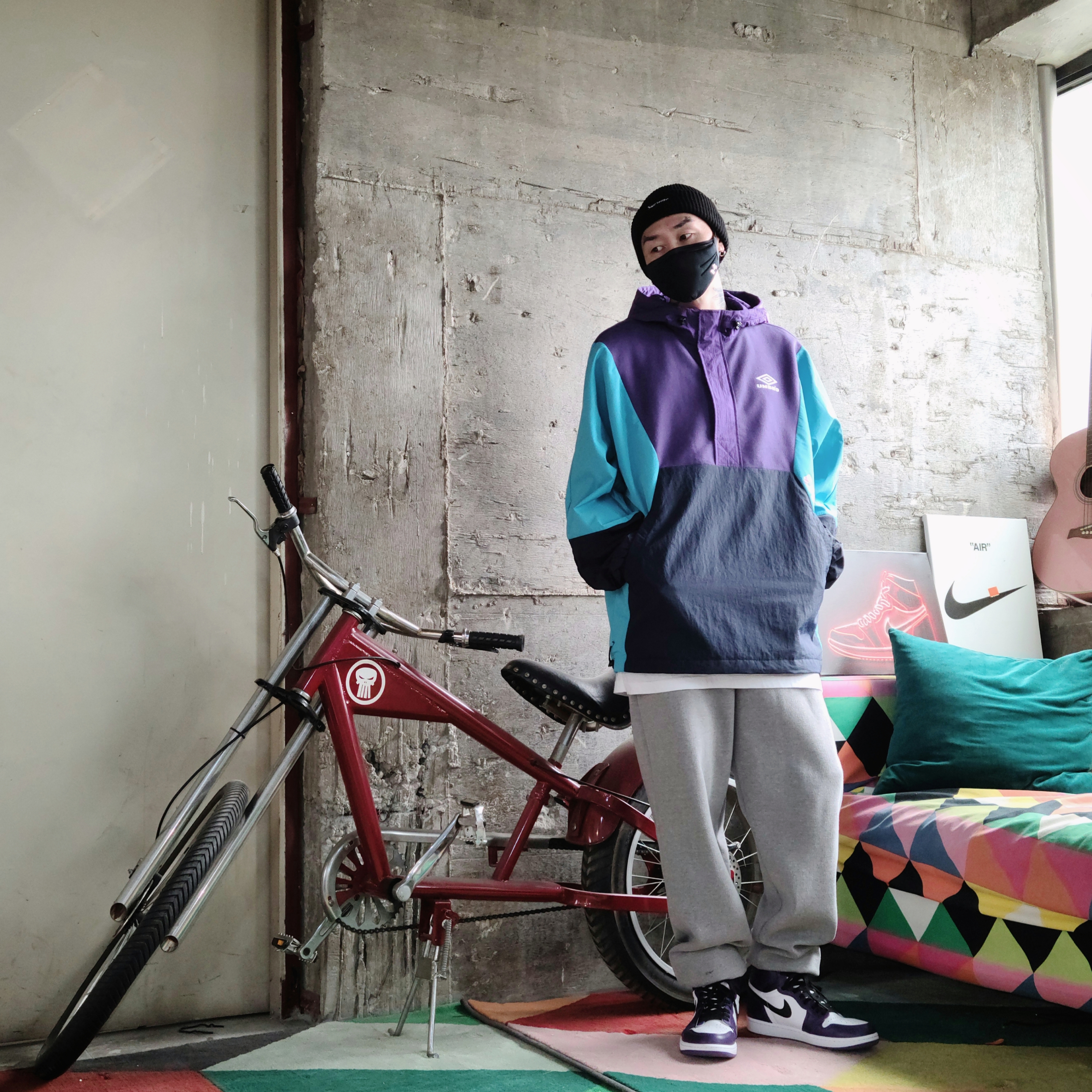 Supreme Loose Gauge Beanie Black, Jordan 1 Retro High OG Court Purple 2020 착용 스타일
