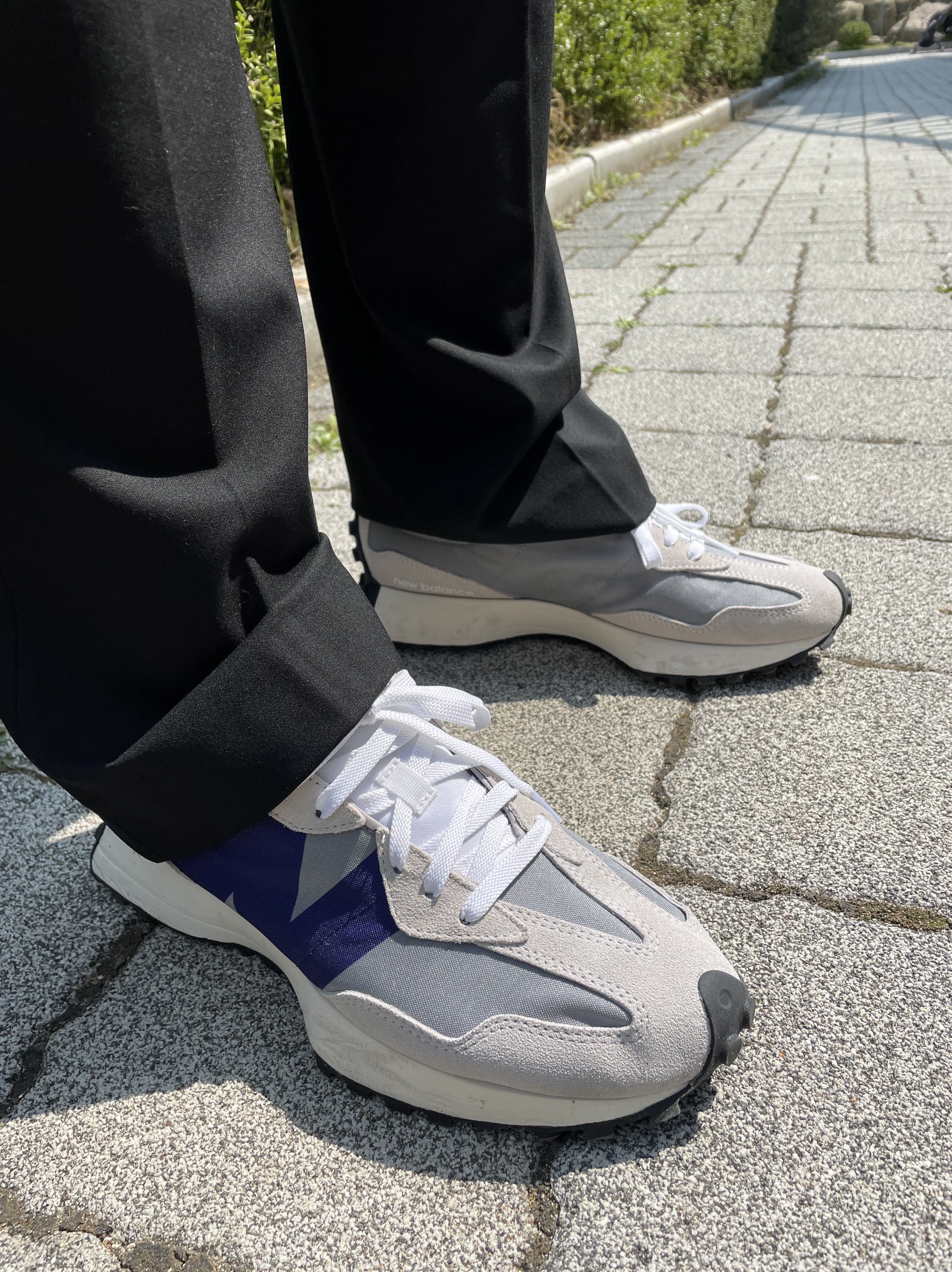 New Balance 327 Grey Purple, Stussy x Rick Owens 40 WT T-Shirt 착용 스타일 - 2
