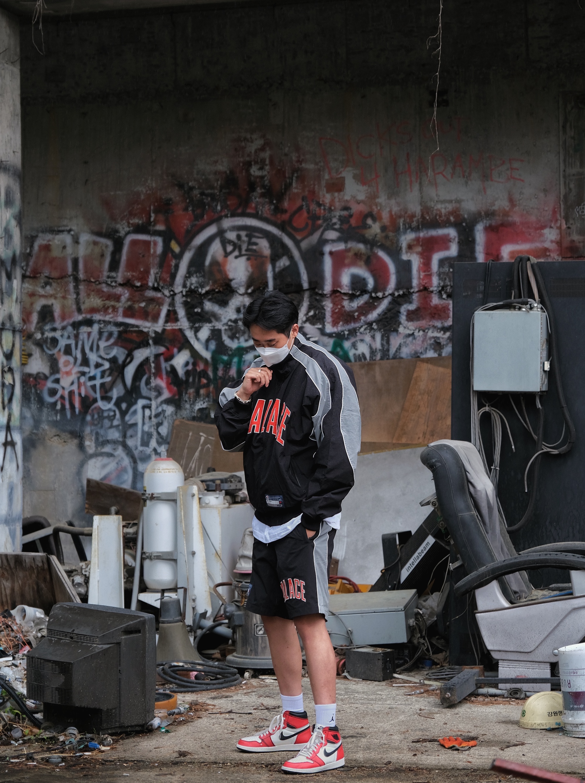 Palace Sport Mit Floss Jacket Black - 21SS, Palace Sport Mit Floss Shorts Black - 21SS 착용 스타일