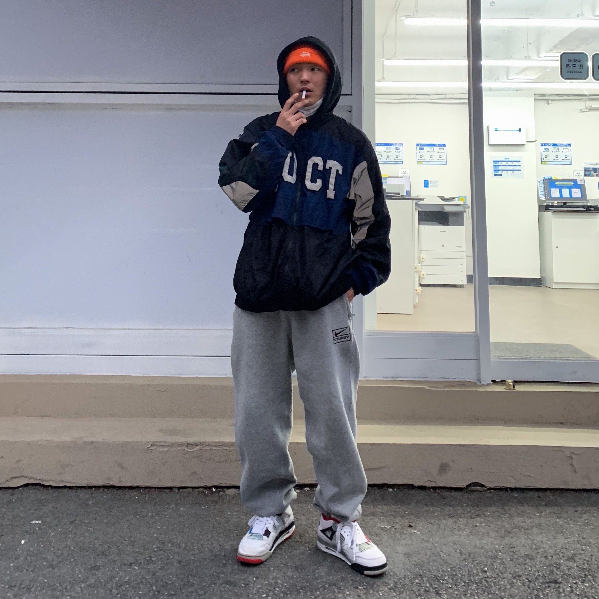 Nike x Stussy NRG BR Fleece Pants Grey, Jordan 4 Retro What The 4 착용 스타일 - 3