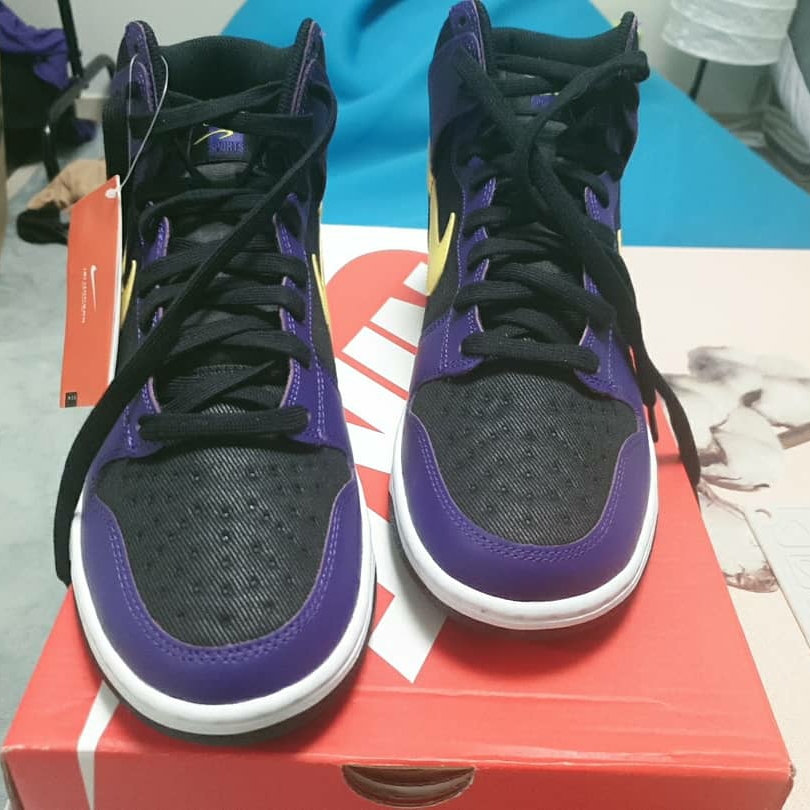 Nike Dunk High PRM EMB Court Purple 착용 스타일 - 2