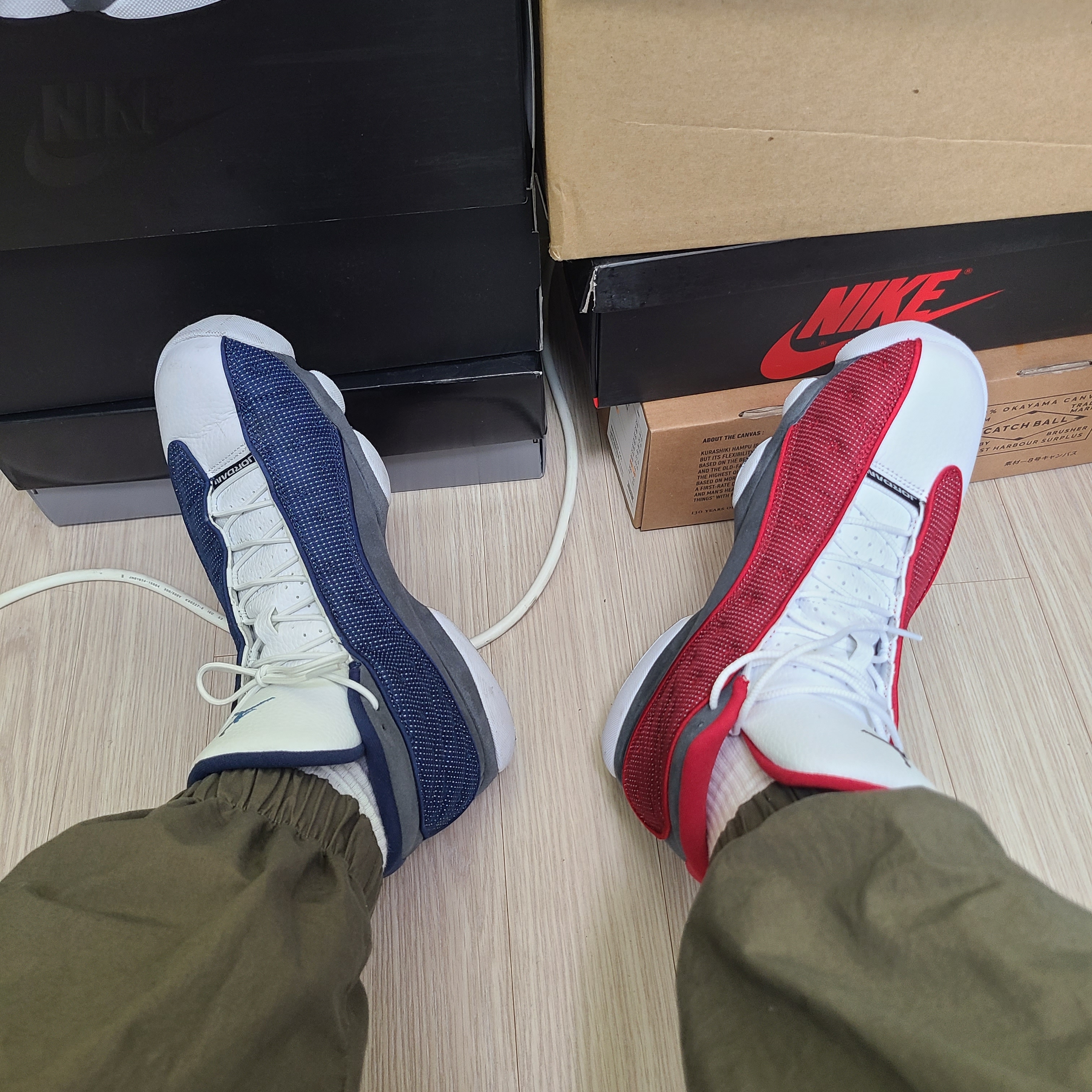 Jordan 13 Retro Flint 2020, Jordan 13 Retro Gym Red Flint Grey 착용 스타일 - 5