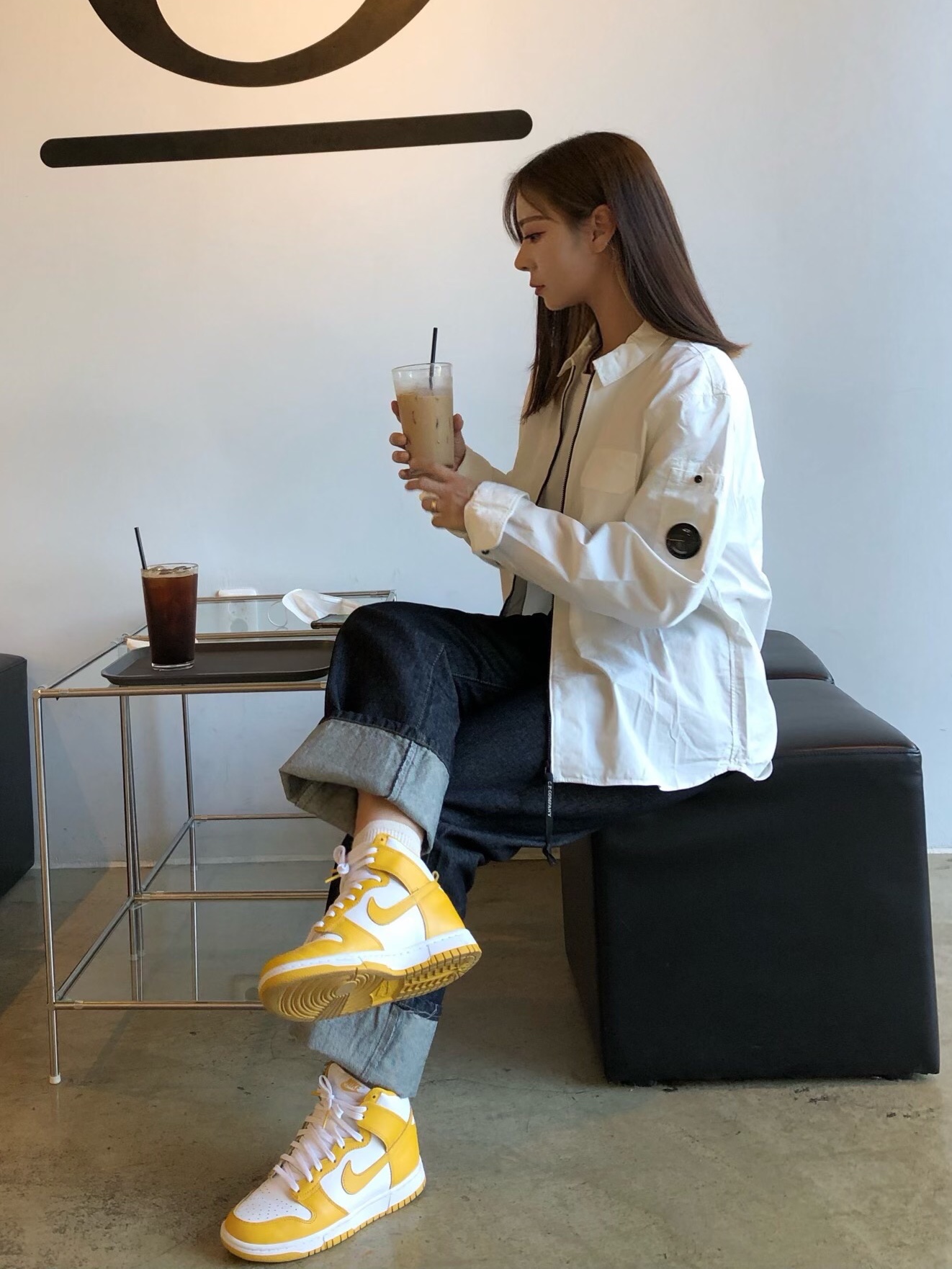 (W) Nike Dunk High Dark Sulfur 착용 스타일