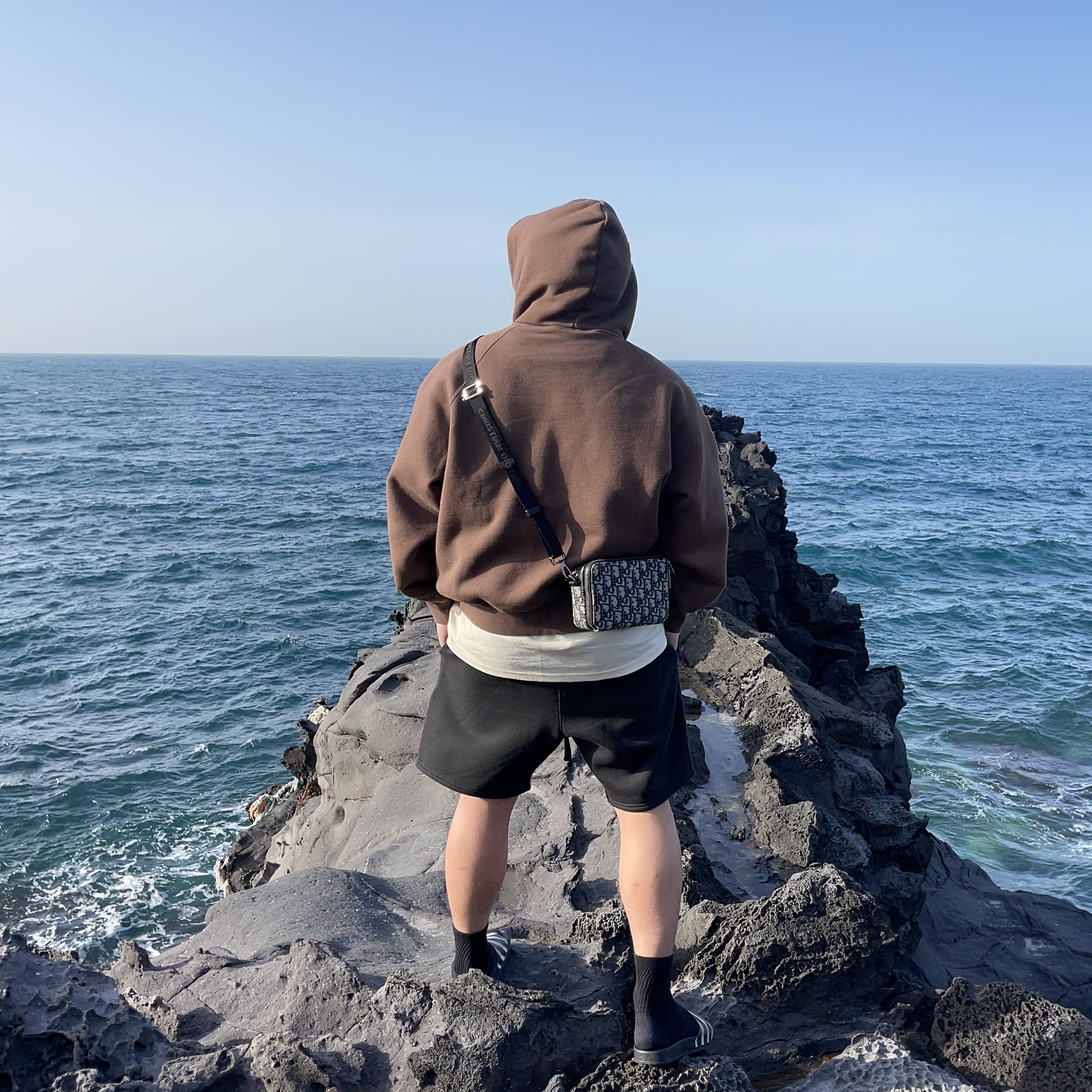 Essentials Logo Hoodie Brown/Rain Drum - Ssense Exclusive, Essentials Sweatshorts Black 2020 착용 스타일