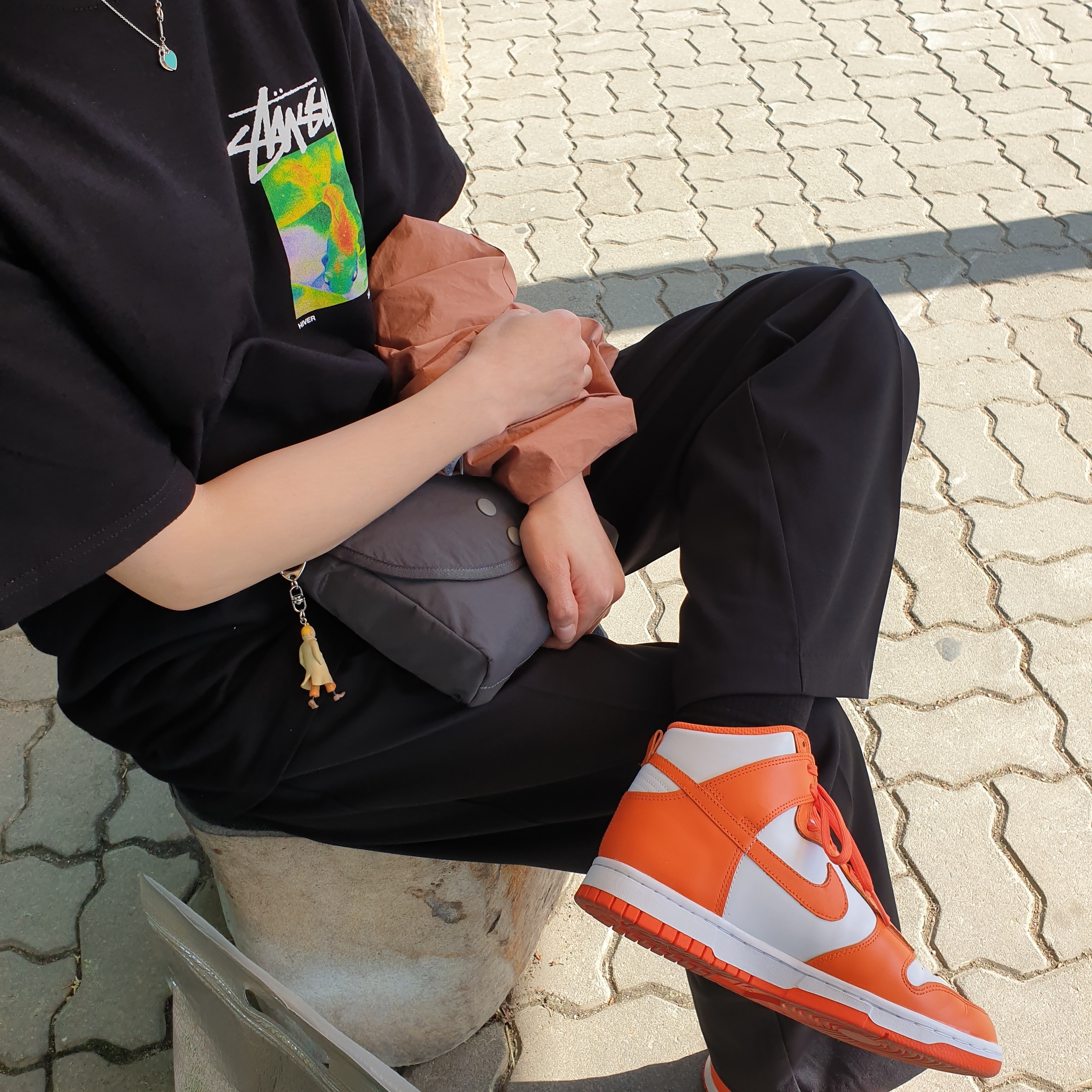 (W) Nike Dunk High Orange Blaze 착용 스타일