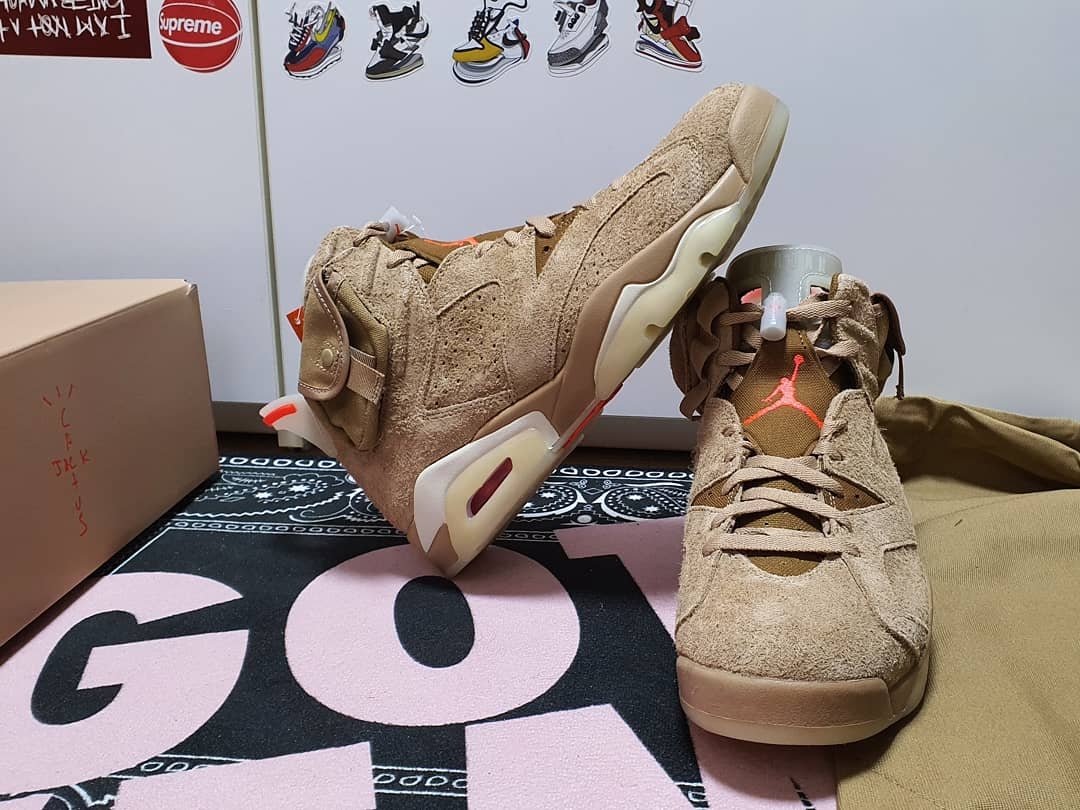 Jordan 6 x Travis Scott Retro SP British Khaki 착용 스타일 - 1