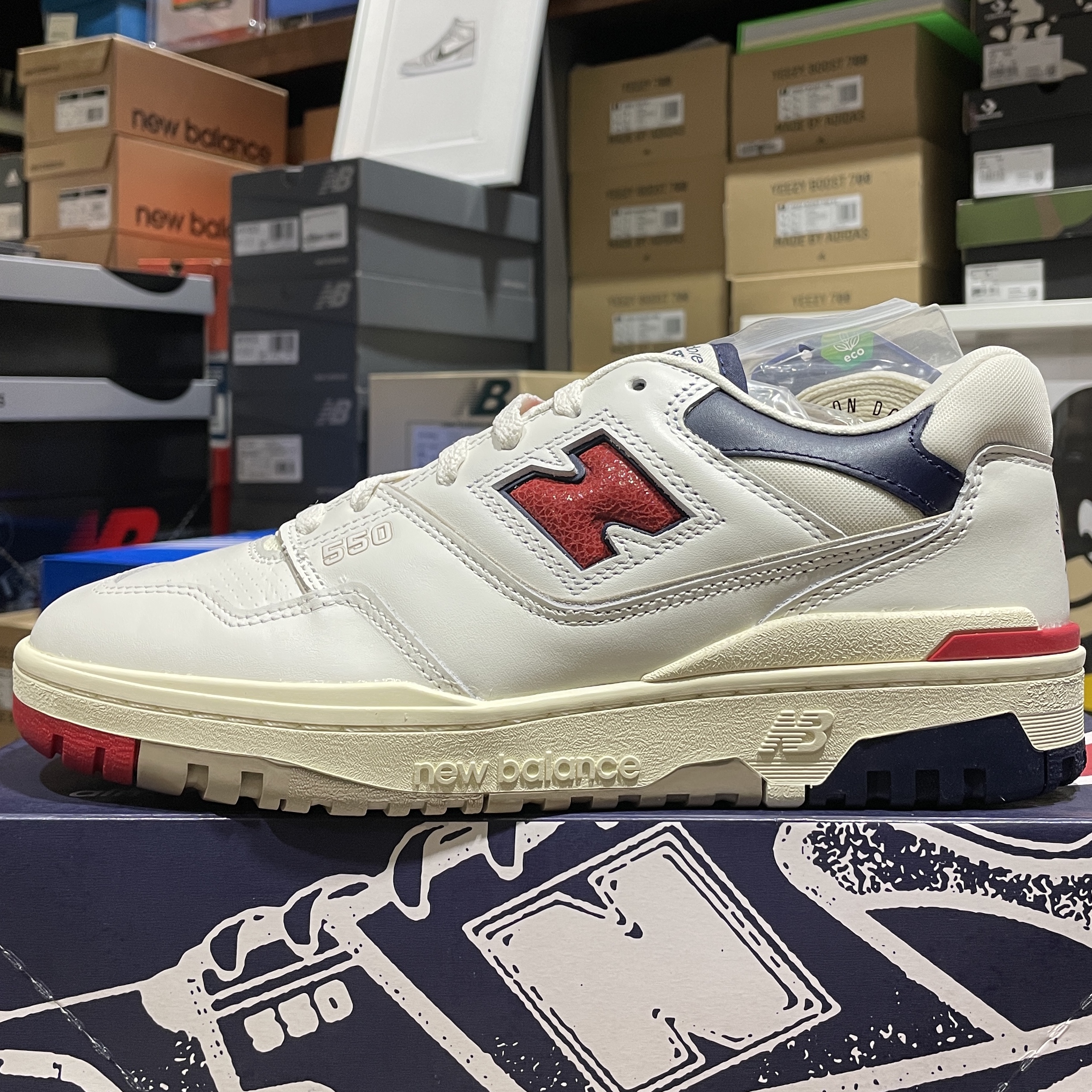 New Balance x Aime Leon Dore 550 Navy Red 착용 스타일