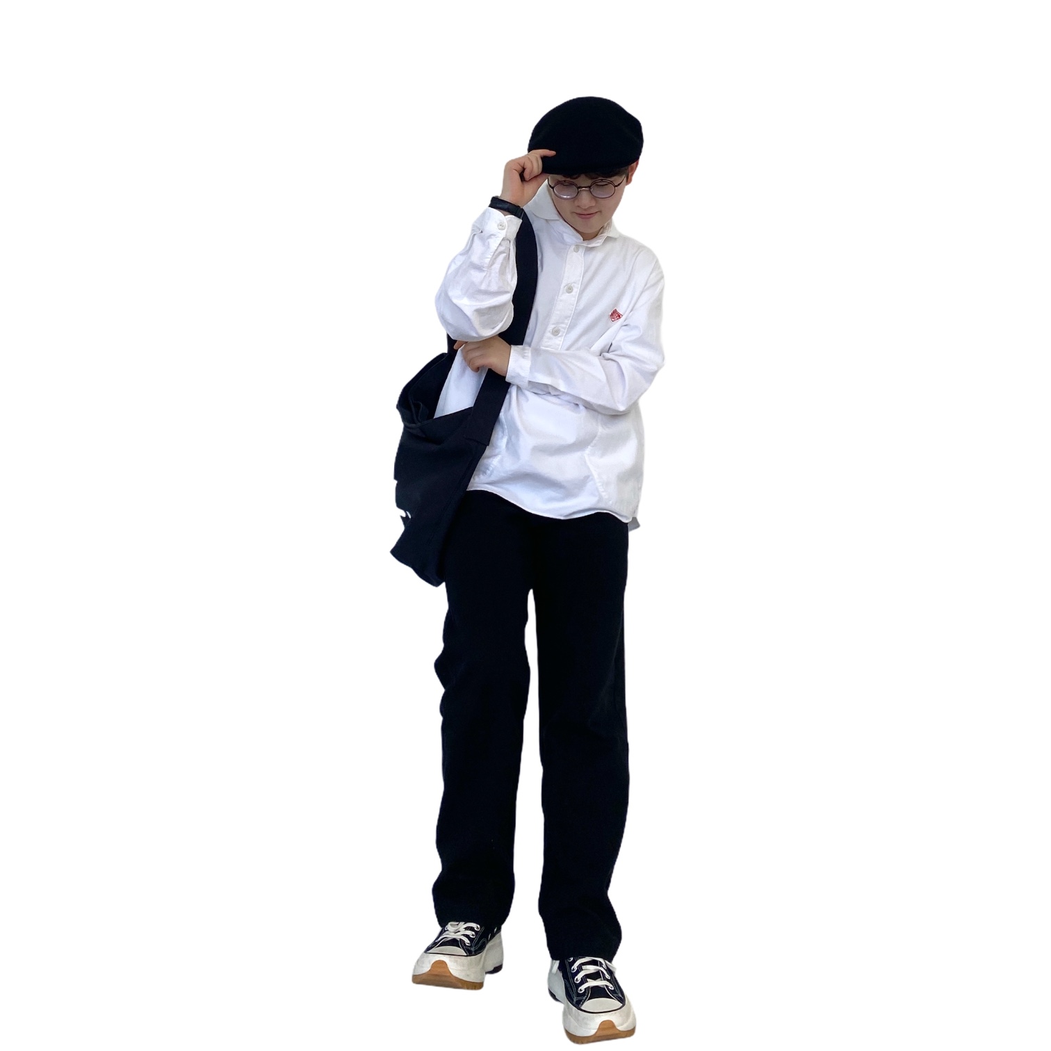 Converse x JW Anderson Run Star Hike Hi Black 착용 스타일 - 2