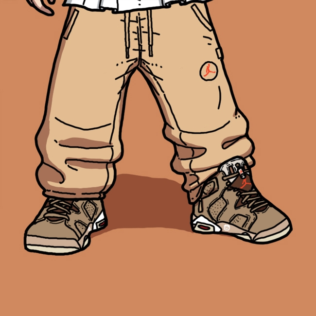 Jordan 6 x Travis Scott Retro SP British Khaki, Jordan x Travis Scott Pullover Hoodie - Asia 착용 스타일 - 3