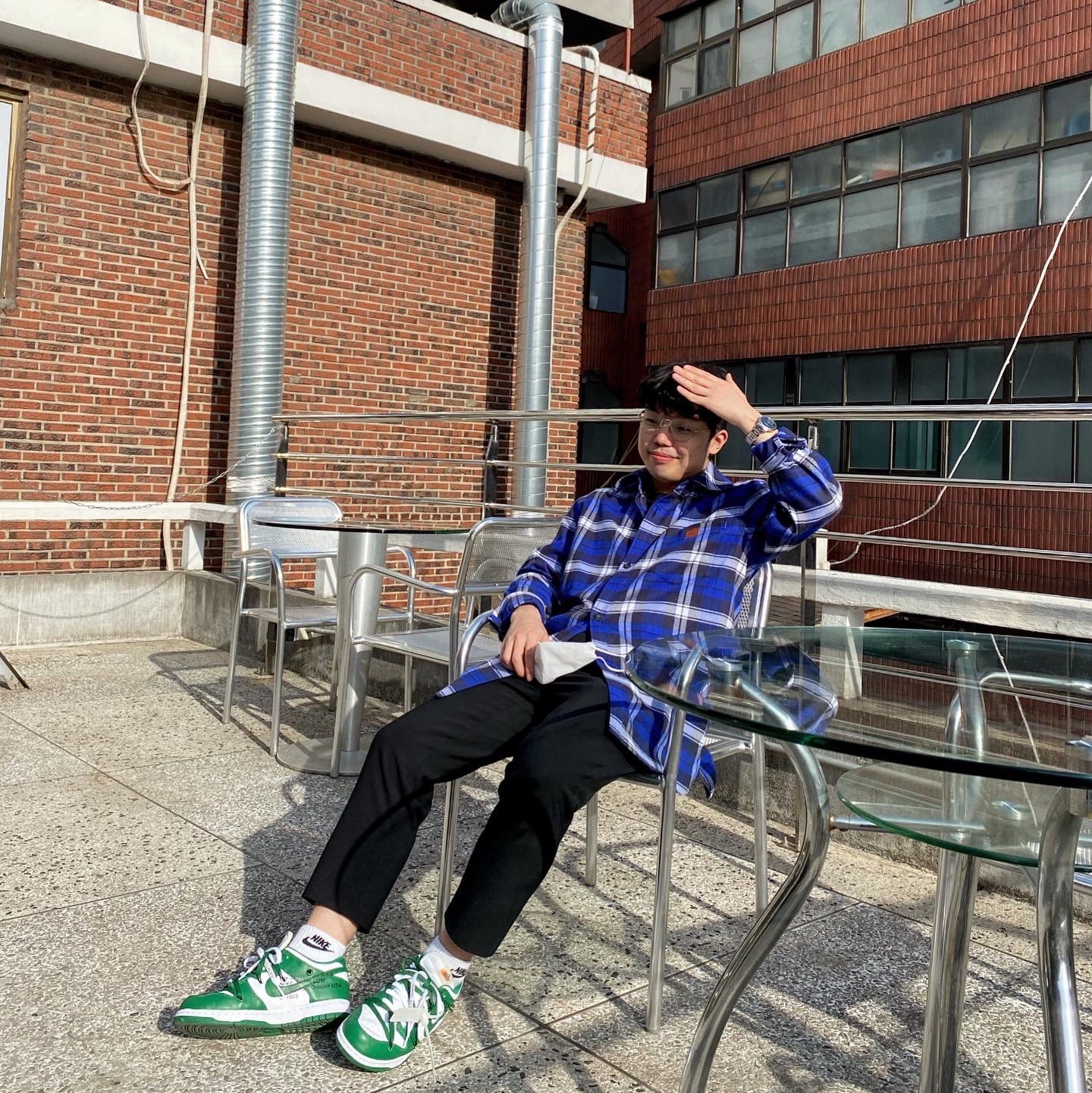 Nike x Off-White Dunk Low Pine Green 착용 스타일 - 2
