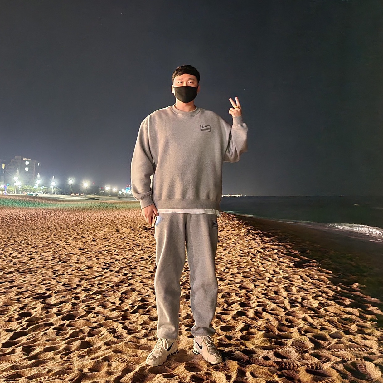 Nike x Stussy NRG BR Crew Fleece Grey, Nike x Stussy NRG BR Fleece Pants Grey 착용 스타일
