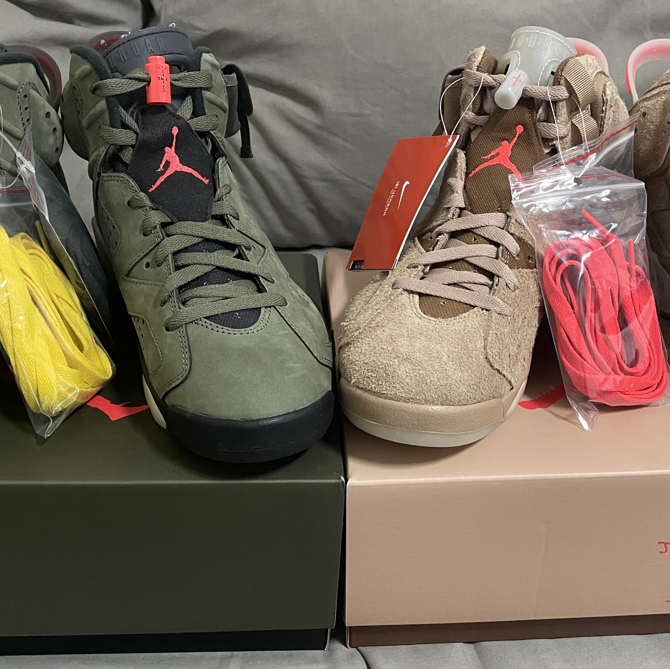 Jordan 6 x Travis Scott Retro SP British Khaki, Jordan 6 x Travis Scott Retro Olive 착용 스타일