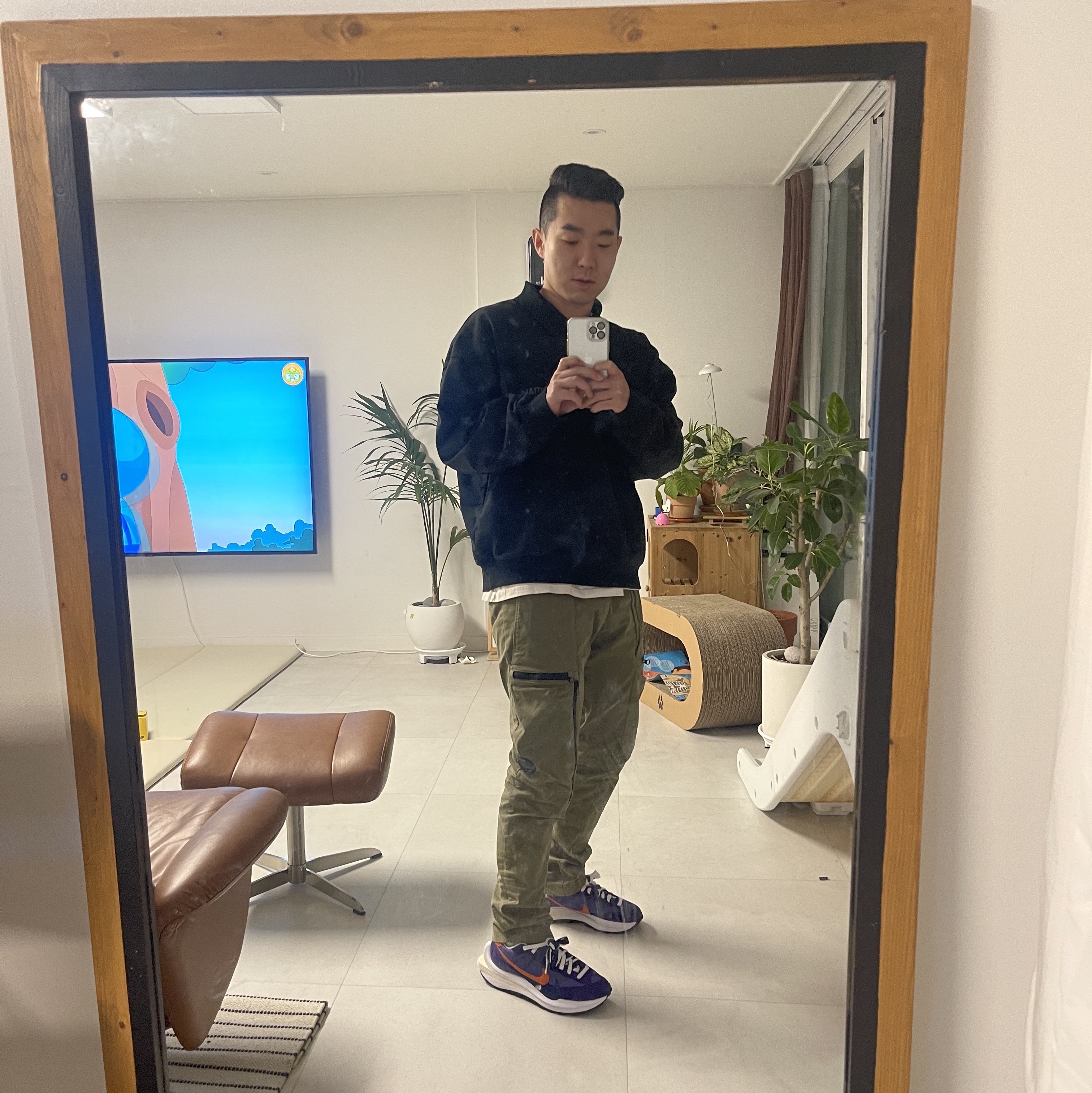 Nike x Sacai VaporWaffle Dark Iris 착용 스타일 - 1