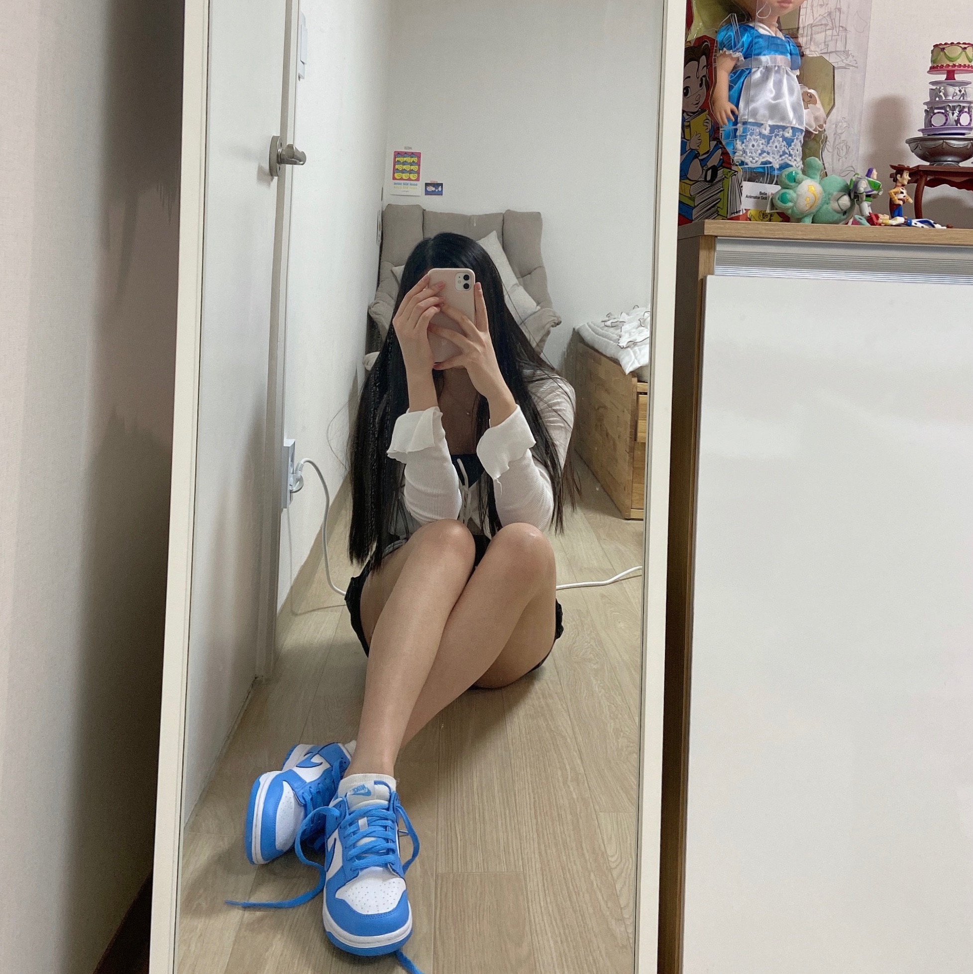 (GS) Nike Dunk Low University Blue 착용 스타일 - 1