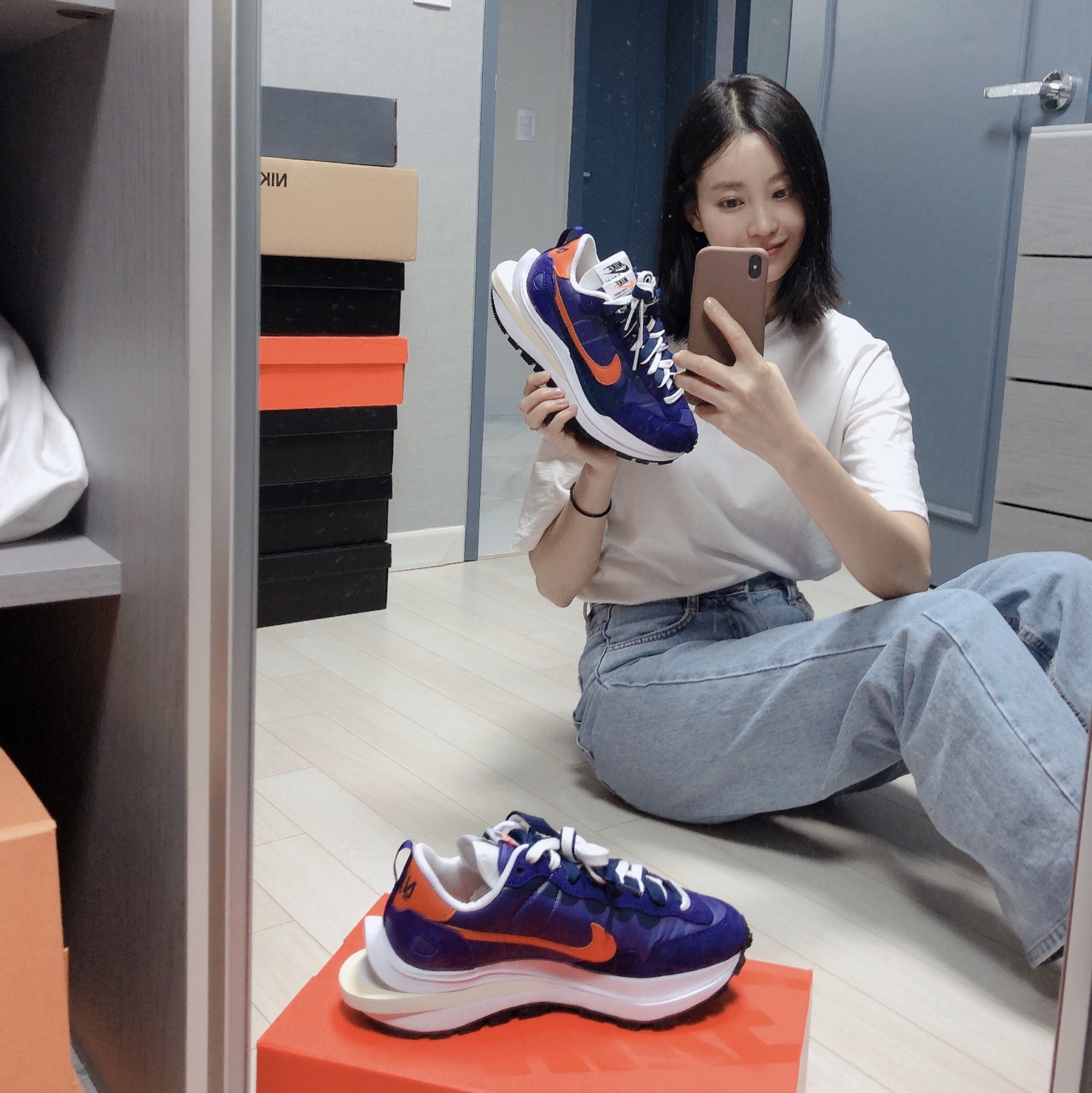 Nike x Sacai VaporWaffle Dark Iris 착용 스타일
