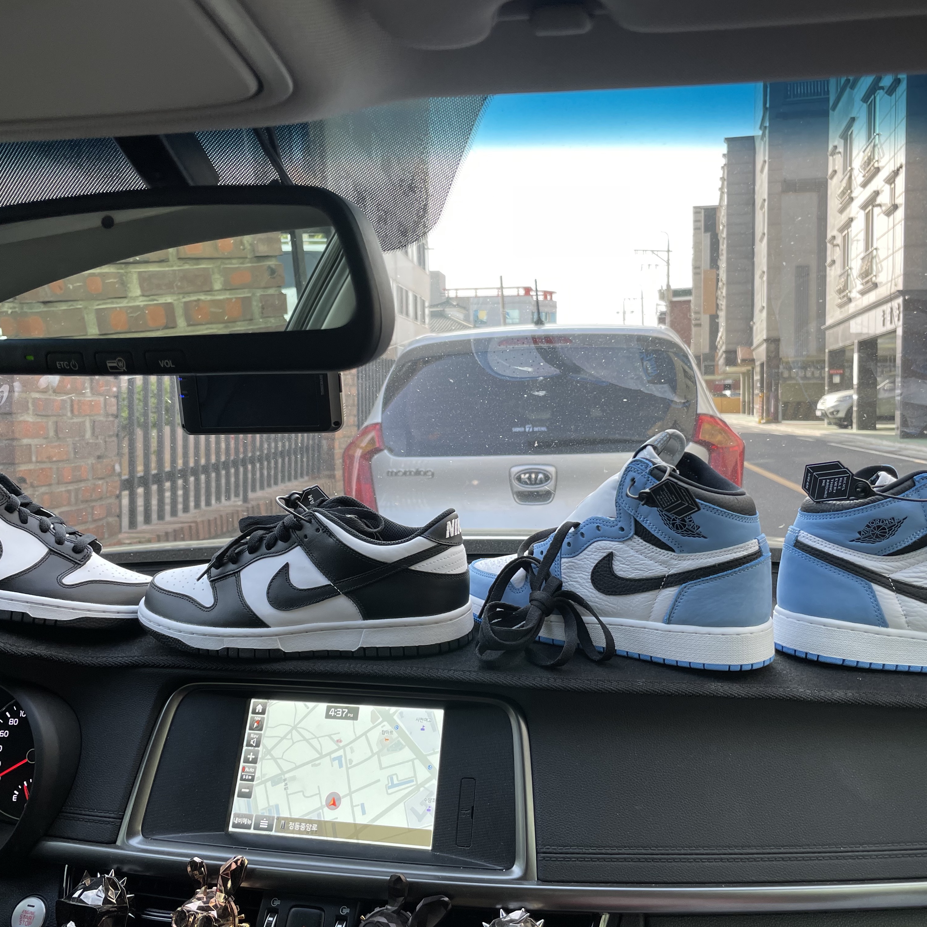 (GS) Jordan 1 Retro High OG University Blue, (GS) Nike Dunk Low Black 착용 스타일 - 2