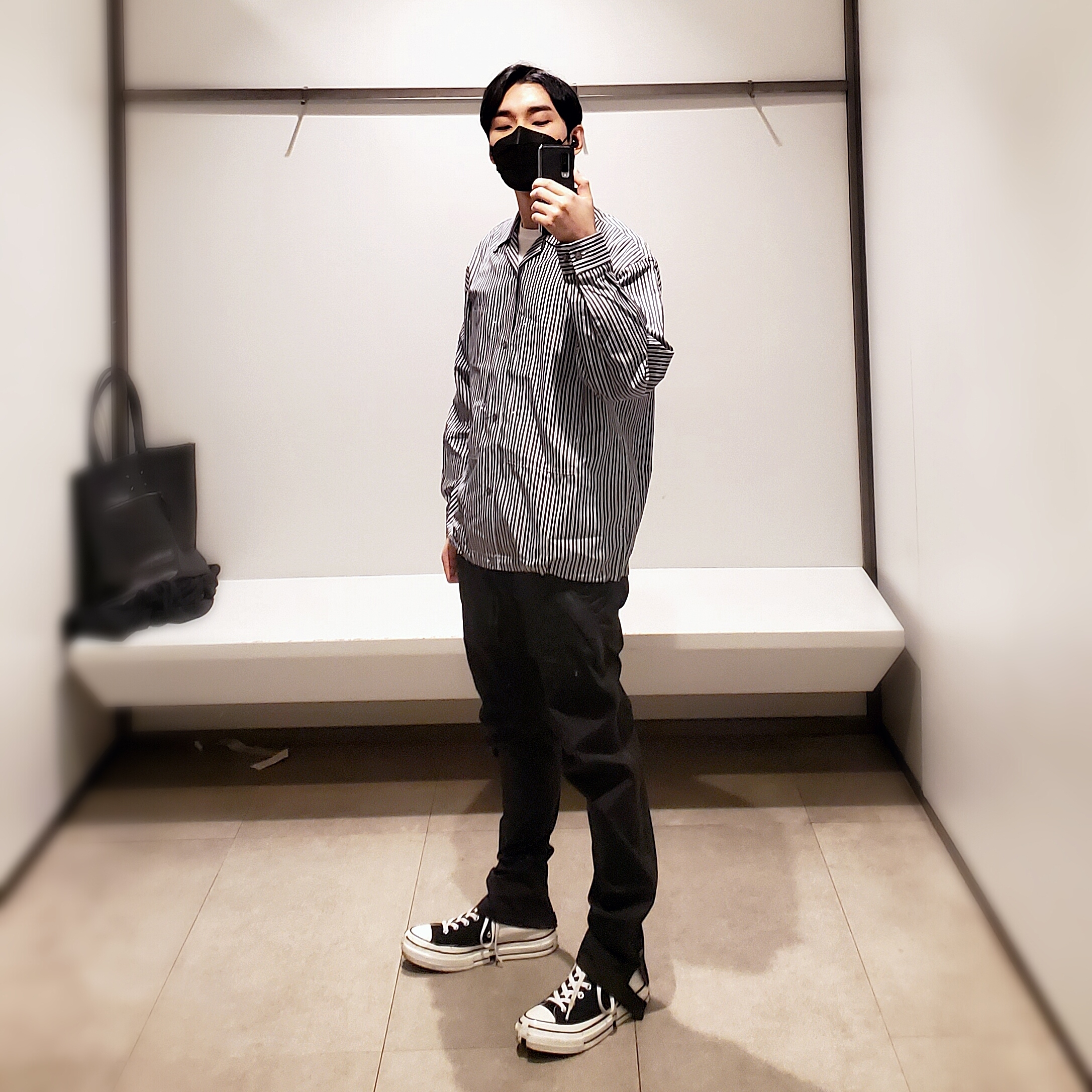 Converse x Feng Chen Wang Chuck 70 2-in-1 Natural Ivory Black 착용 스타일 - 1