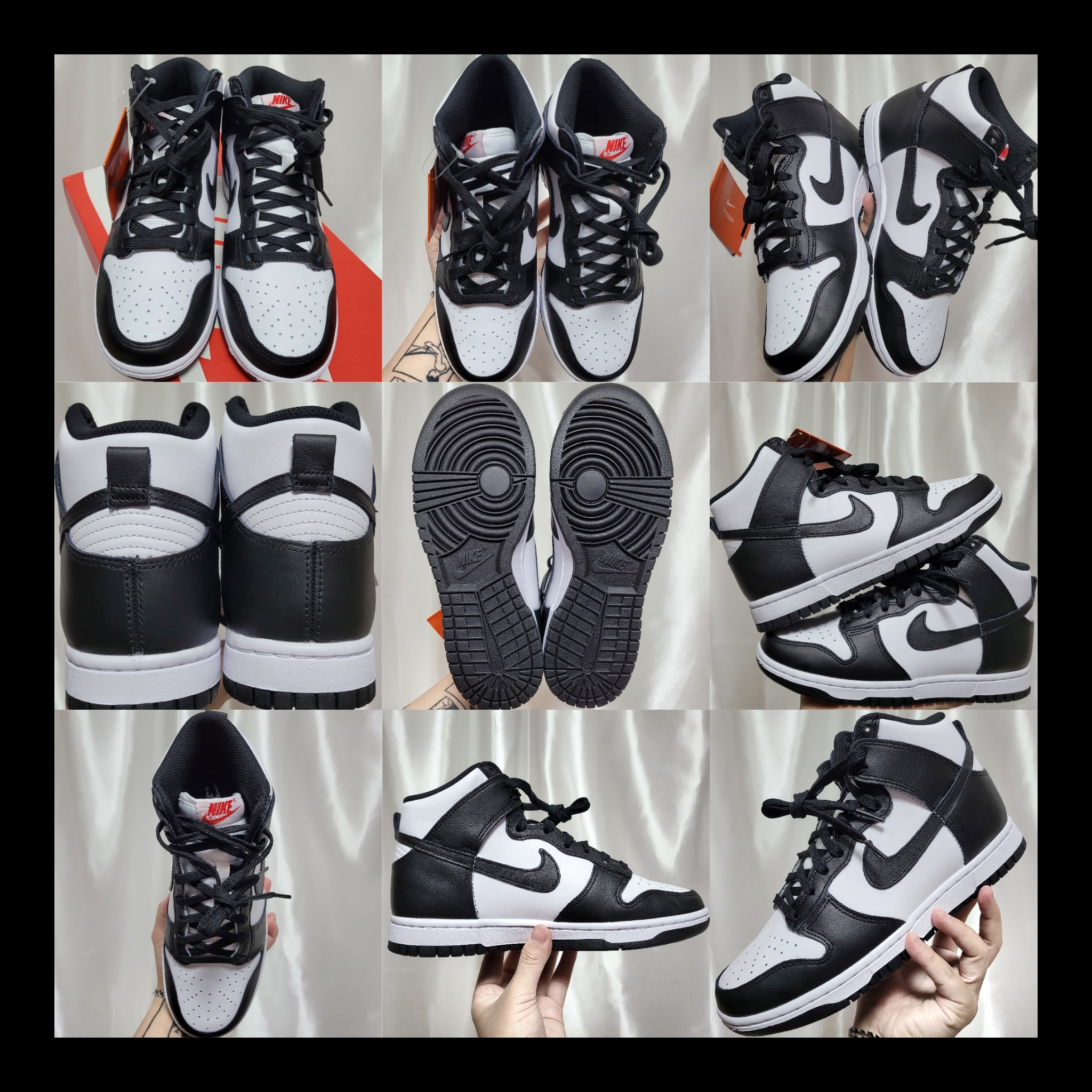 (W) Nike Dunk High Black and White, Nike Dunk High Retro Black and White 착용 스타일