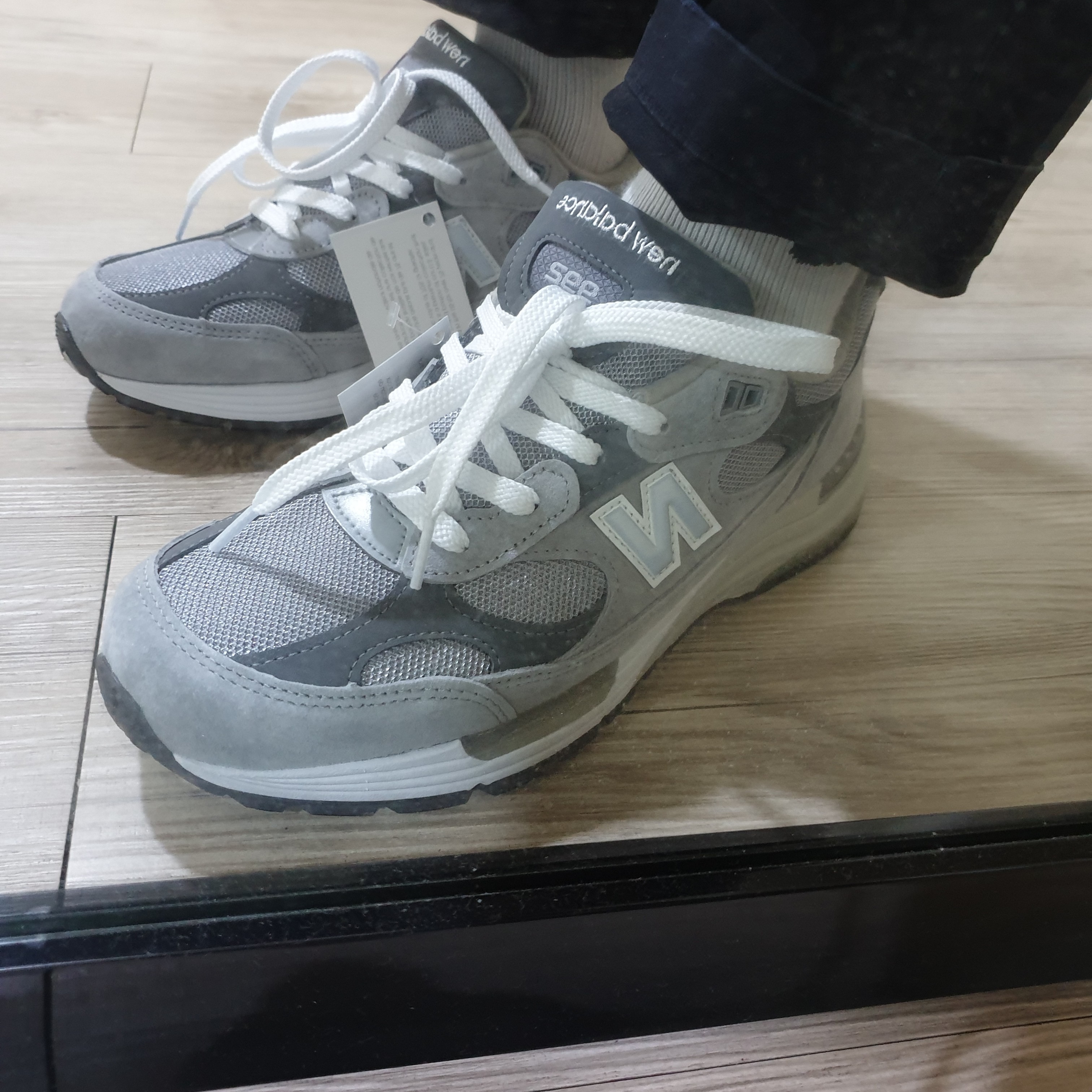 New Balance 992 Made in USA Grey - D Standard 착용 스타일 - 2