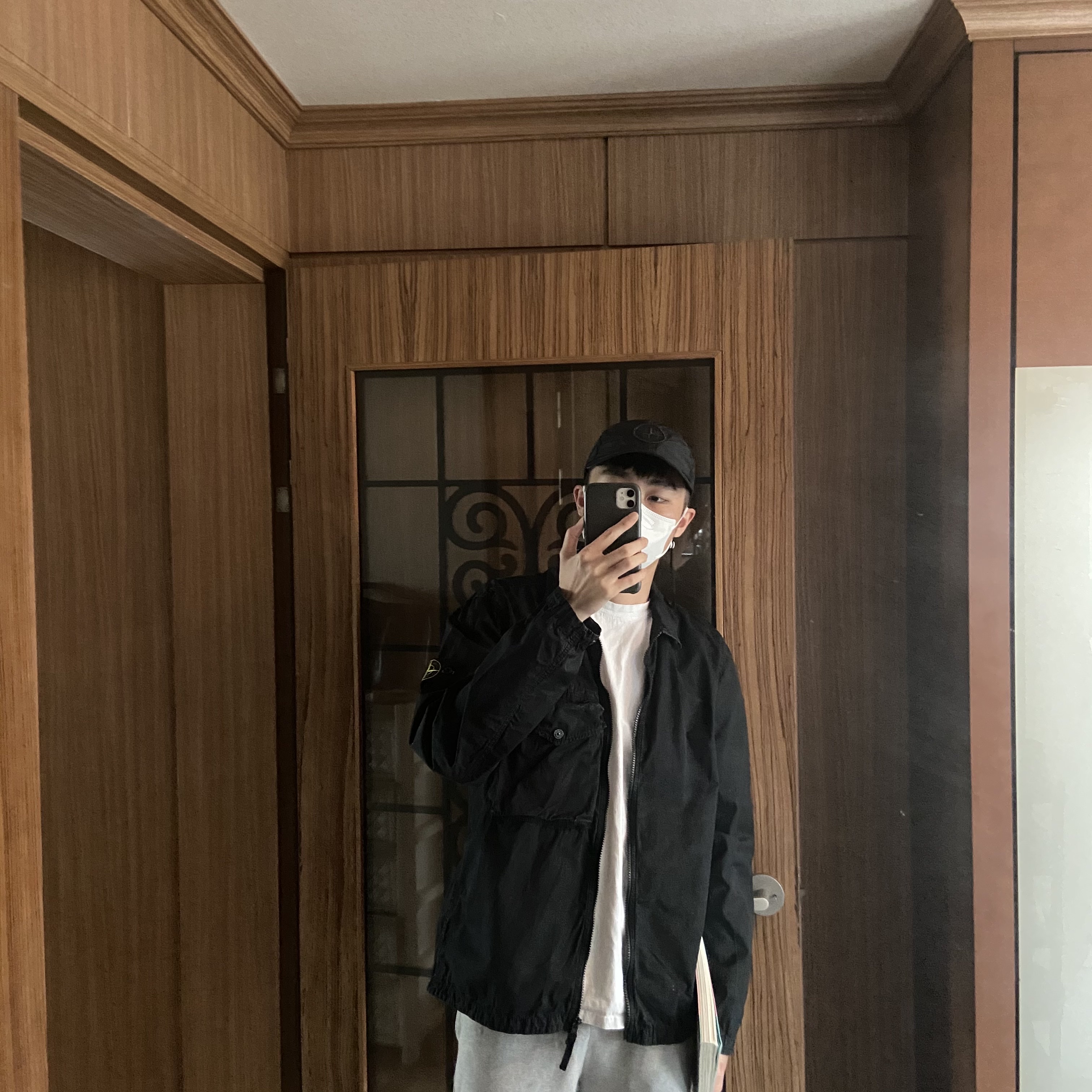 Stone Island 117WN T.CO+OLD Overshirt Black - 21SS 착용 스타일