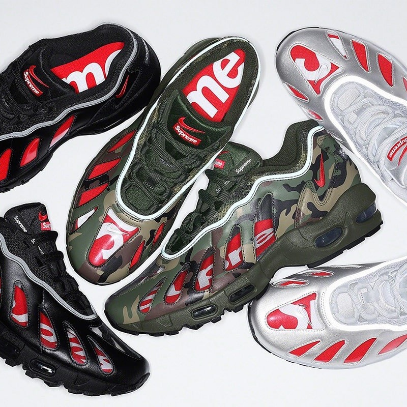 Nike x Supreme Air Max 96 Black, Nike x Supreme Air Max 96 Metallic Silver 착용 스타일 - 2