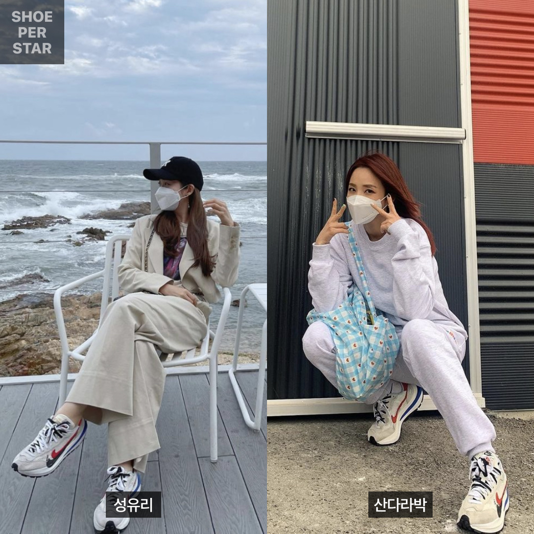Nike x Sacai VaporWaffle Royal Fuchsia 착용 스타일 - 1