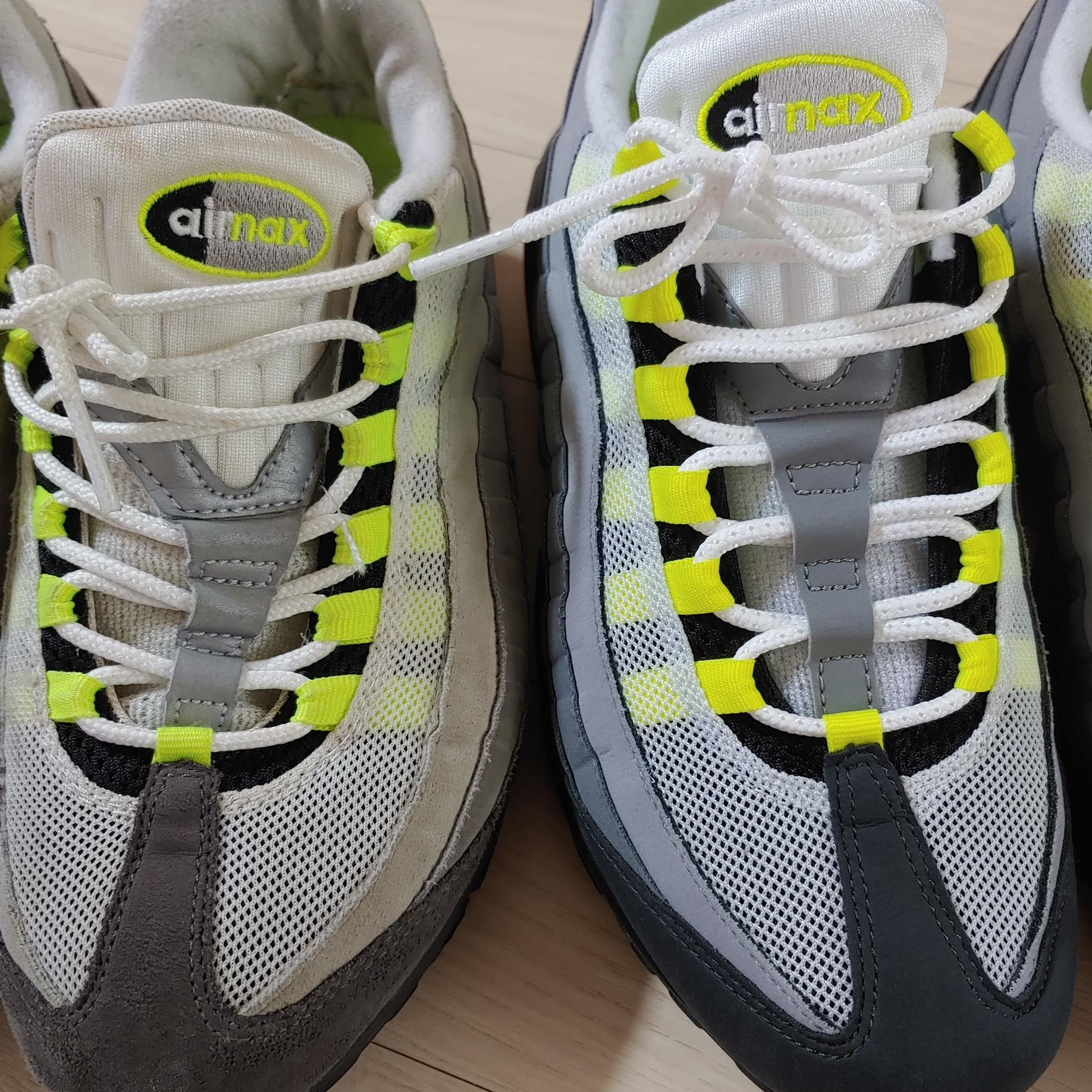 Nike Air Max 95 OG Neon Yellow 2020, Nike Air Max 95 OG Neon 2015 착용 스타일 - 1