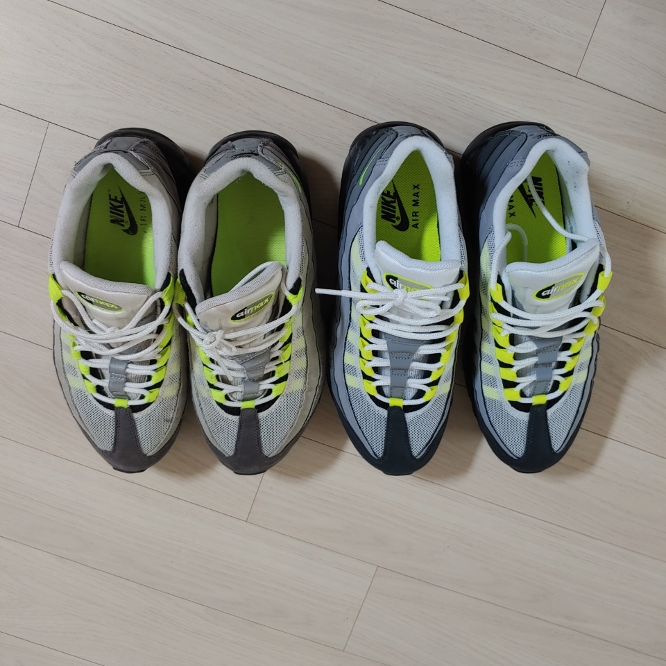 Nike Air Max 95 OG Neon Yellow 2020, Nike Air Max 95 OG Neon 2015 착용 스타일 - 2
