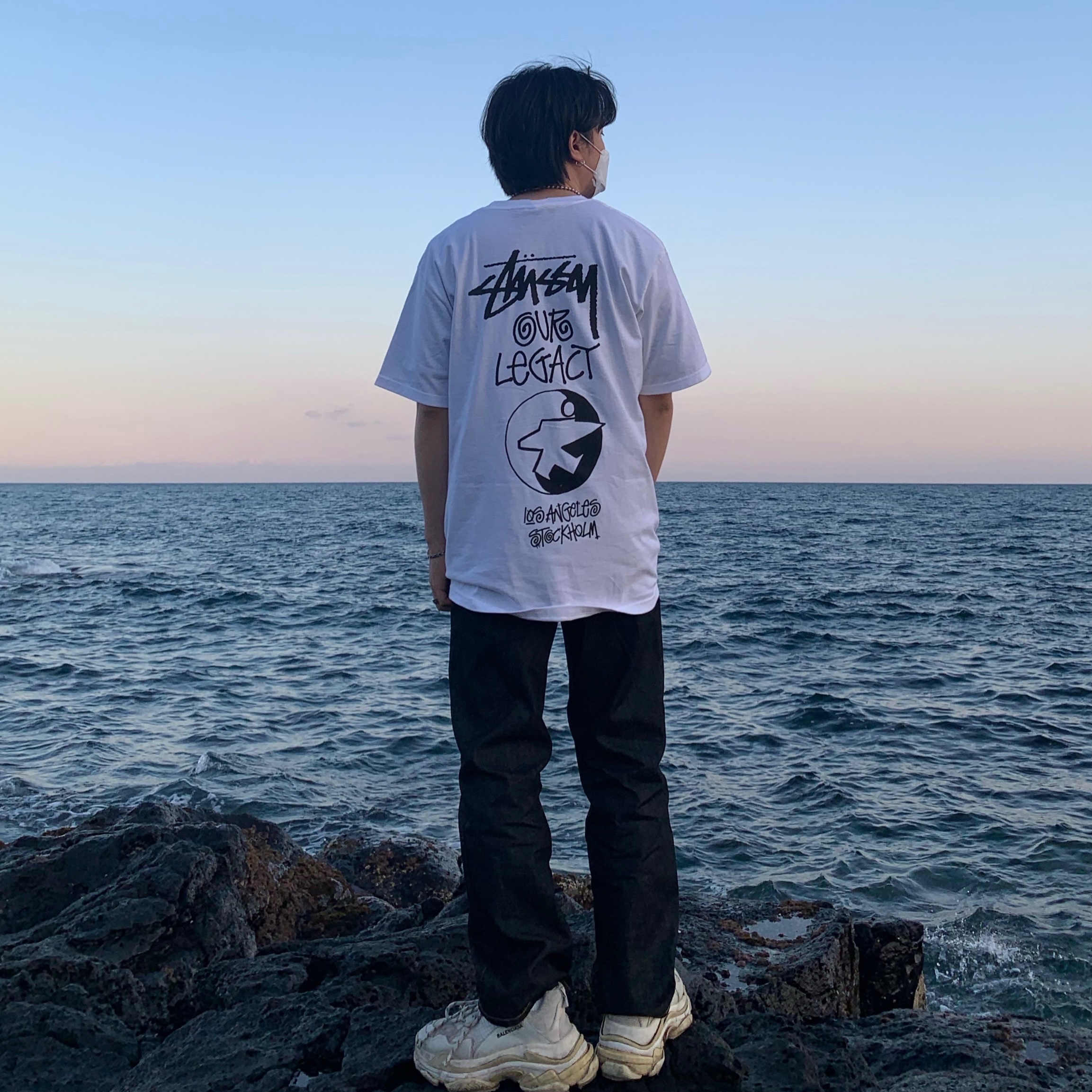 Stussy x Our Legacy Surfman T-Shirt White - 21SS, Balenciaga Triple S White 2018 착용 스타일 - 2