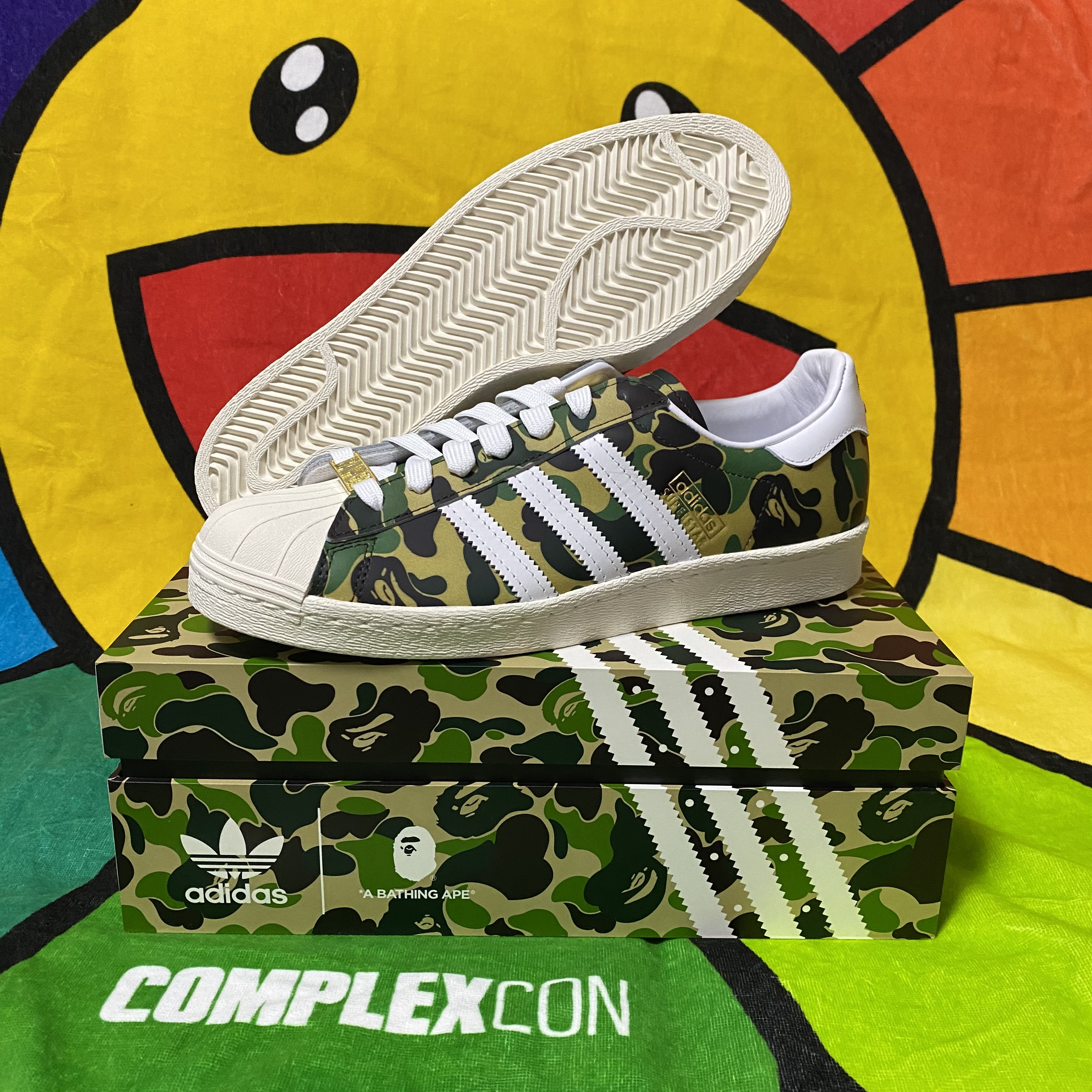 Adidas x BAPE Superstar 80s Green Camo 착용 스타일 - 1
