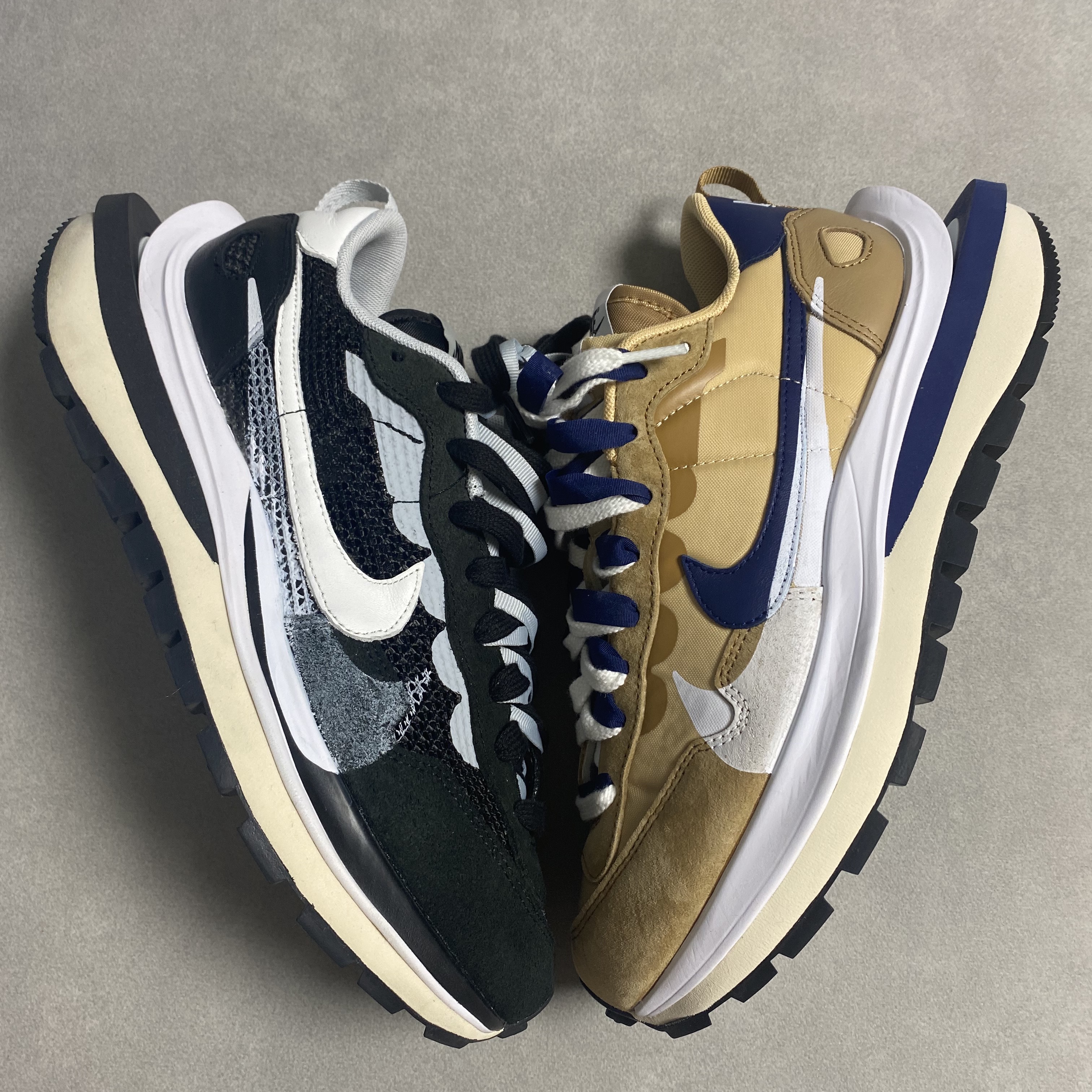 Nike x Sacai VaporWaffle Black White, Nike x Sacai VaporWaffle Sesame and Blue Void 착용 스타일 - 5